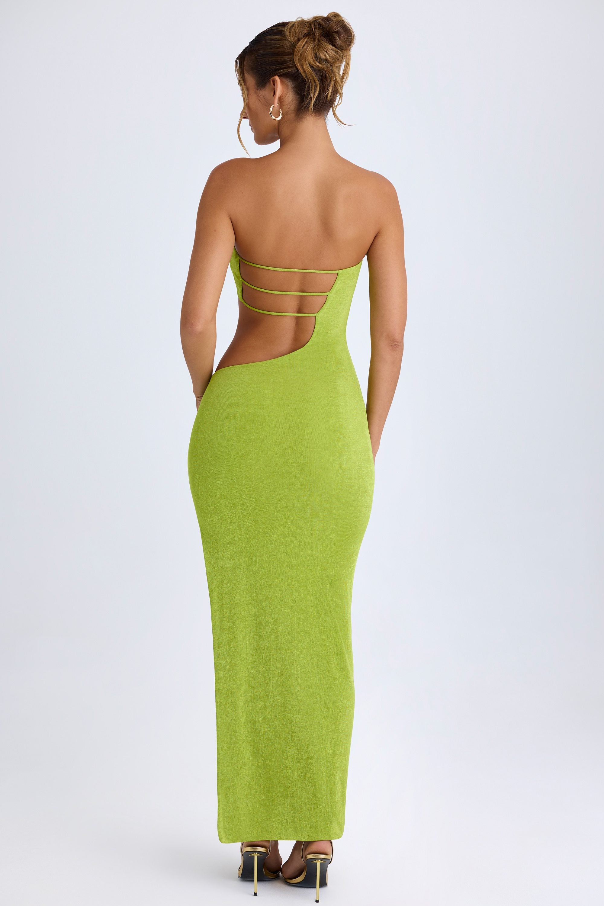Kaikoa Cut-Out Bandeau Maxi Dress in Pear Green