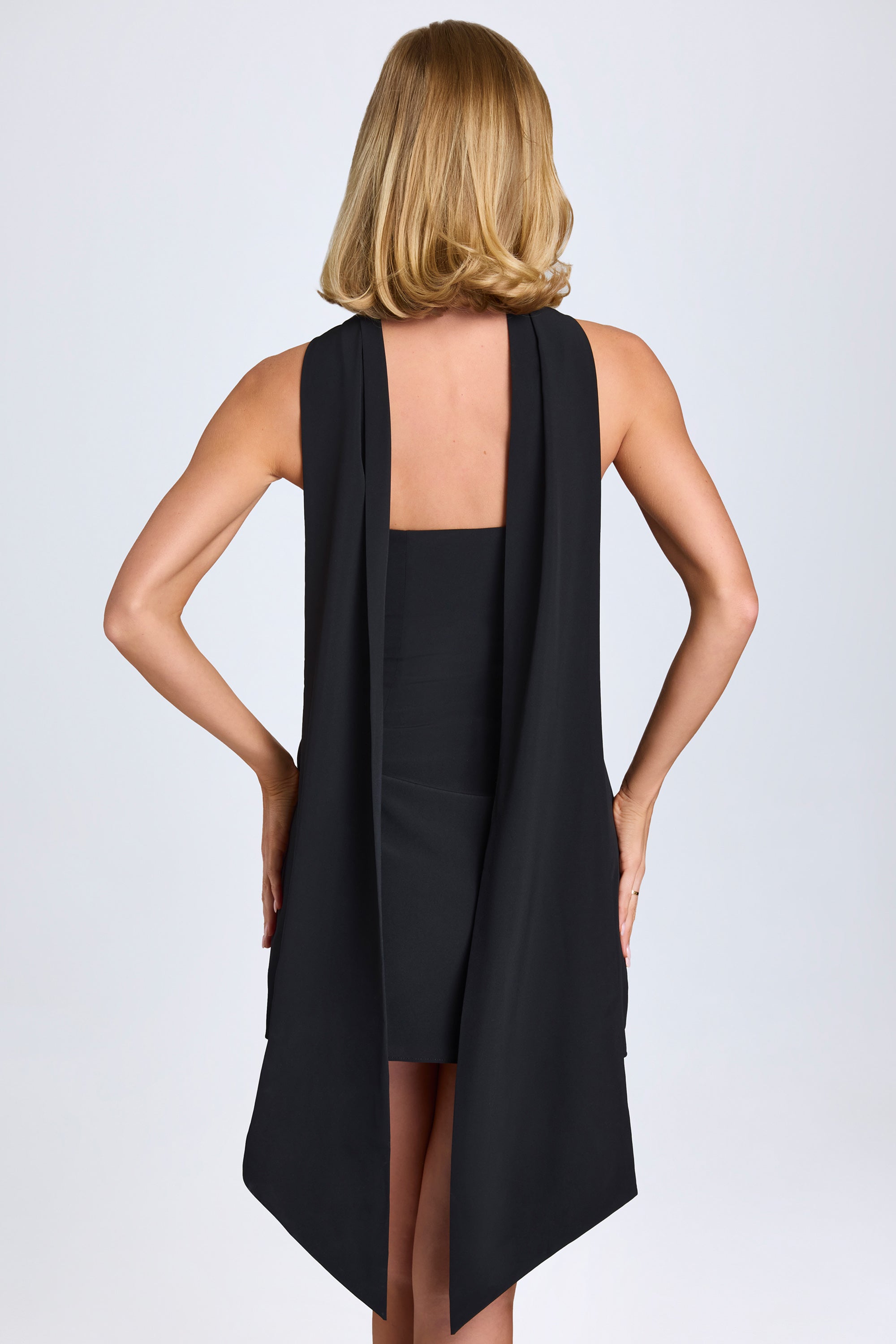 Cecilia Scarf-Detail A-Line Mini Dress in Black | Oh Polly Cecilia Scarf-Detail A-Line Mini Dress in Black | Oh Polly