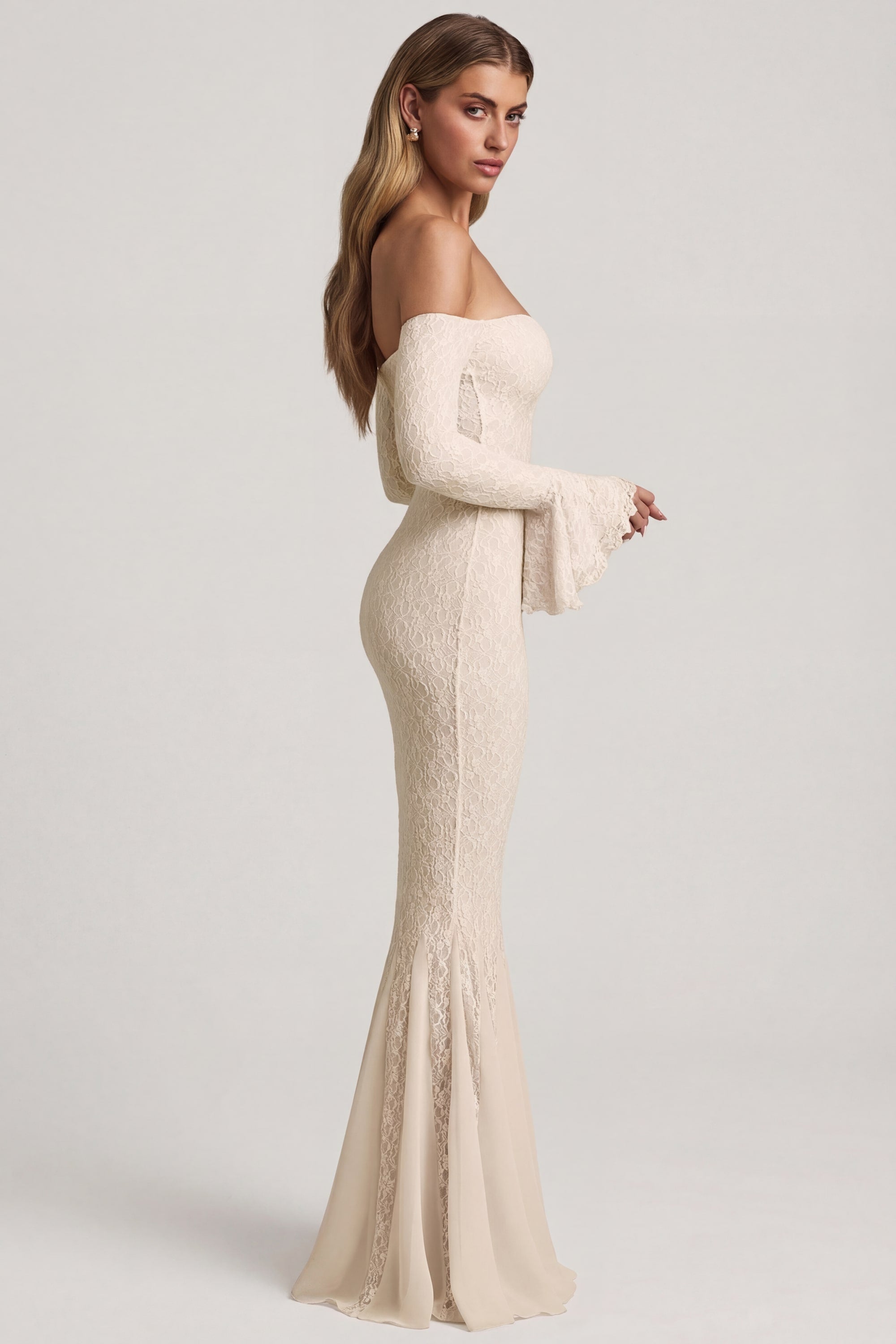 sachin and babi light blue dress Long Sleeve White Bead Embellished Modest Evening Dress  Modora UK