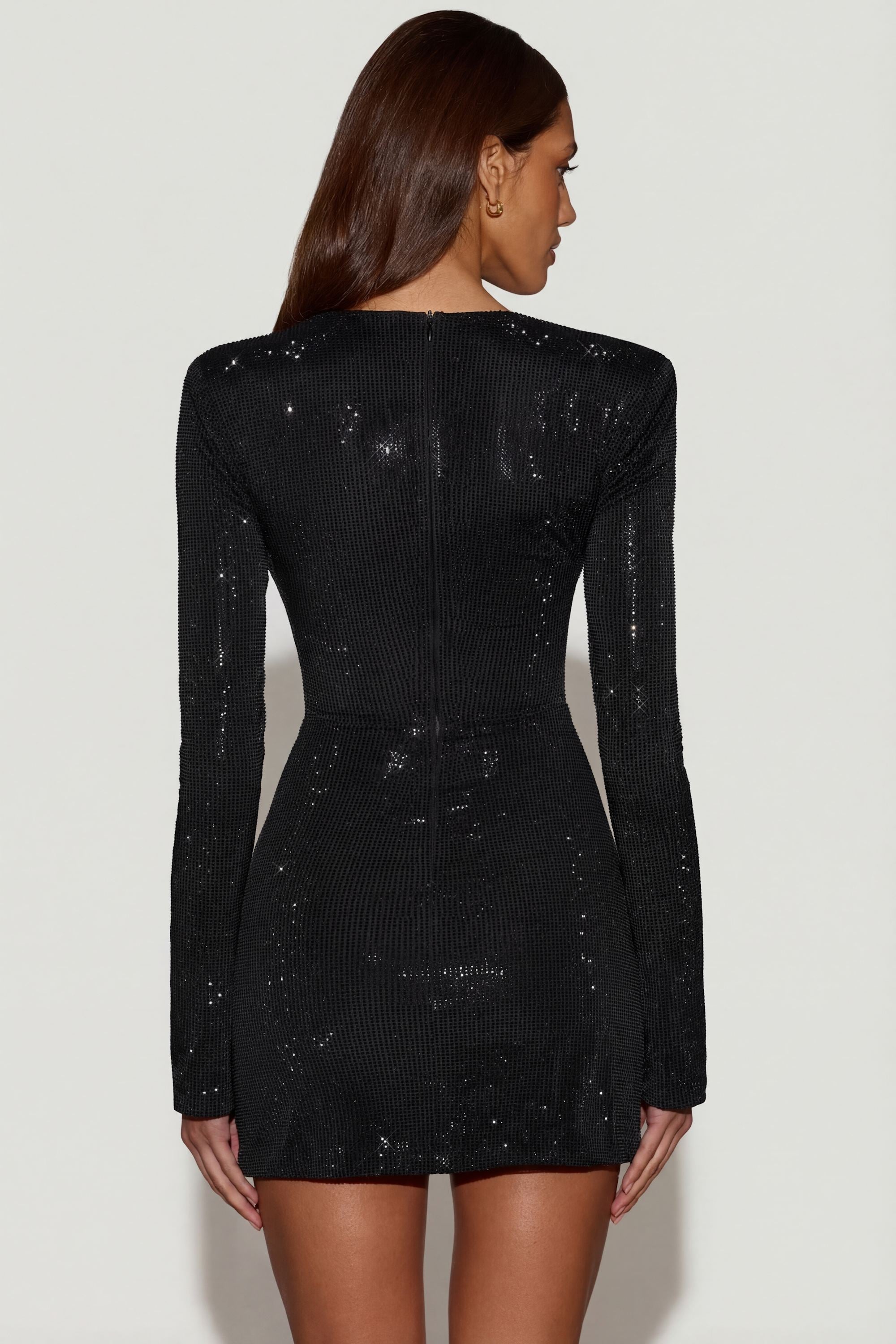 Nevina Embellished Asymmetric Bodycon Mini Dress in Black | Oh Polly Nevina Embellished Asymmetric Bodycon Mini Dress in Black | Oh Polly