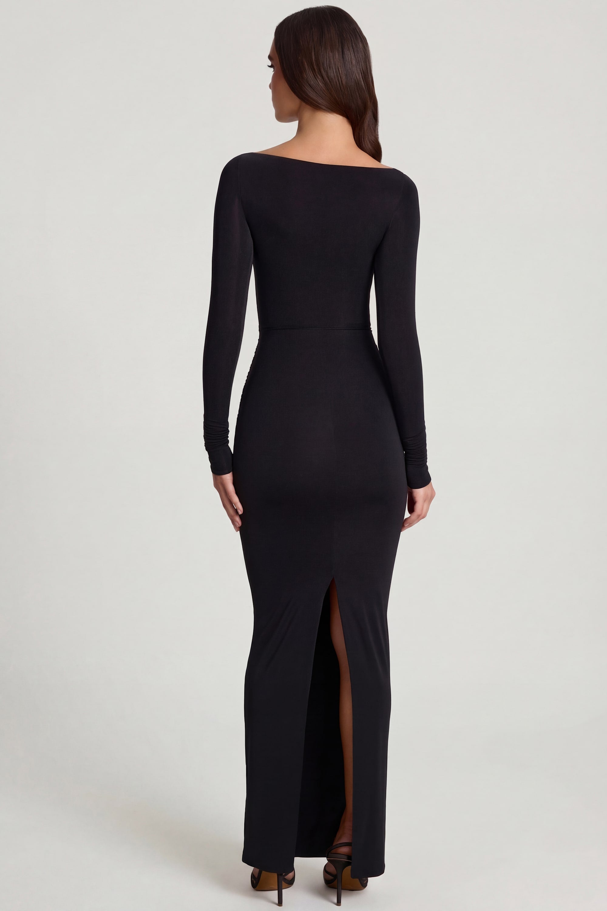 Mericia Draped Ruched Maxi Dress in Black