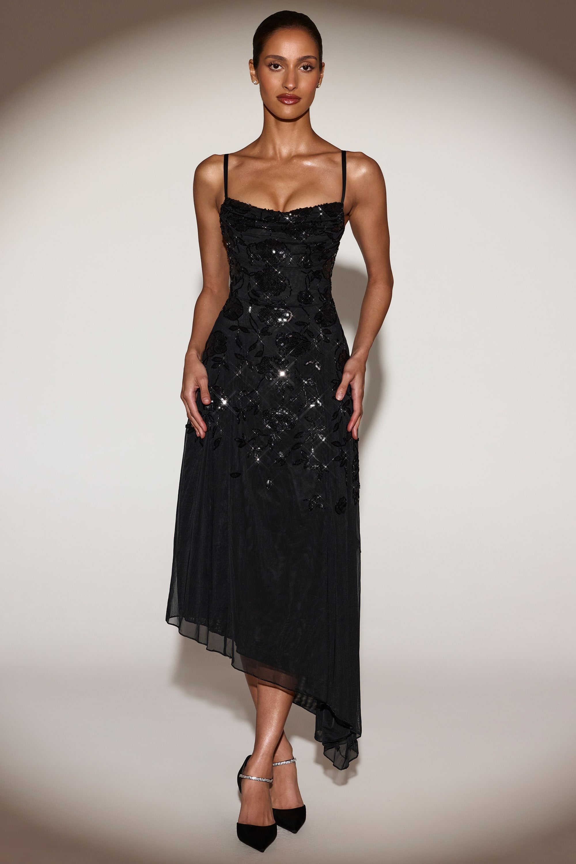 oh polly embellished midi dress Glowing in Pink: DULCE Embellished Strapless Ruffle Maxi Dress