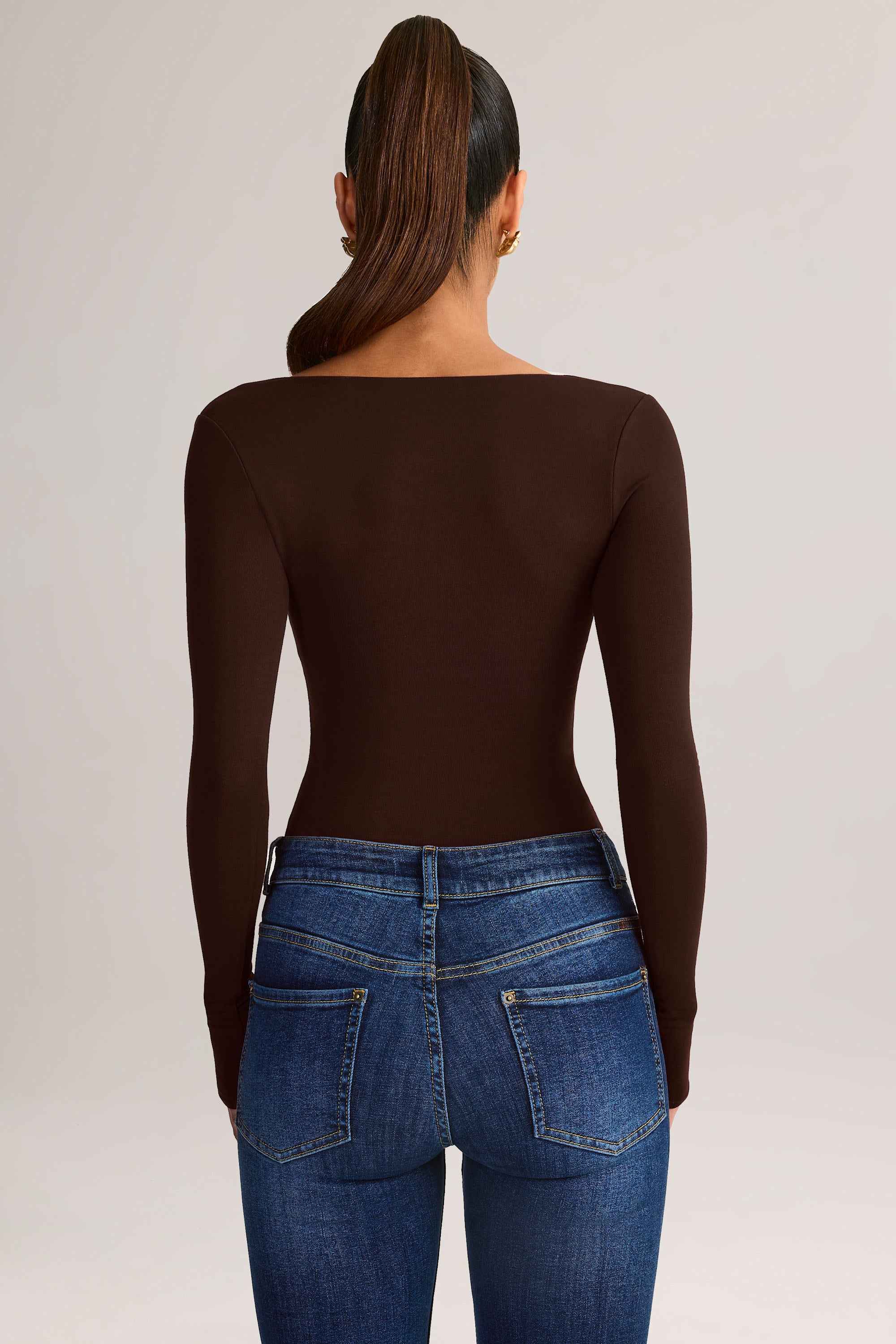Kaia Modal Square-Neck Top in Chocolate Brown | Oh Polly
