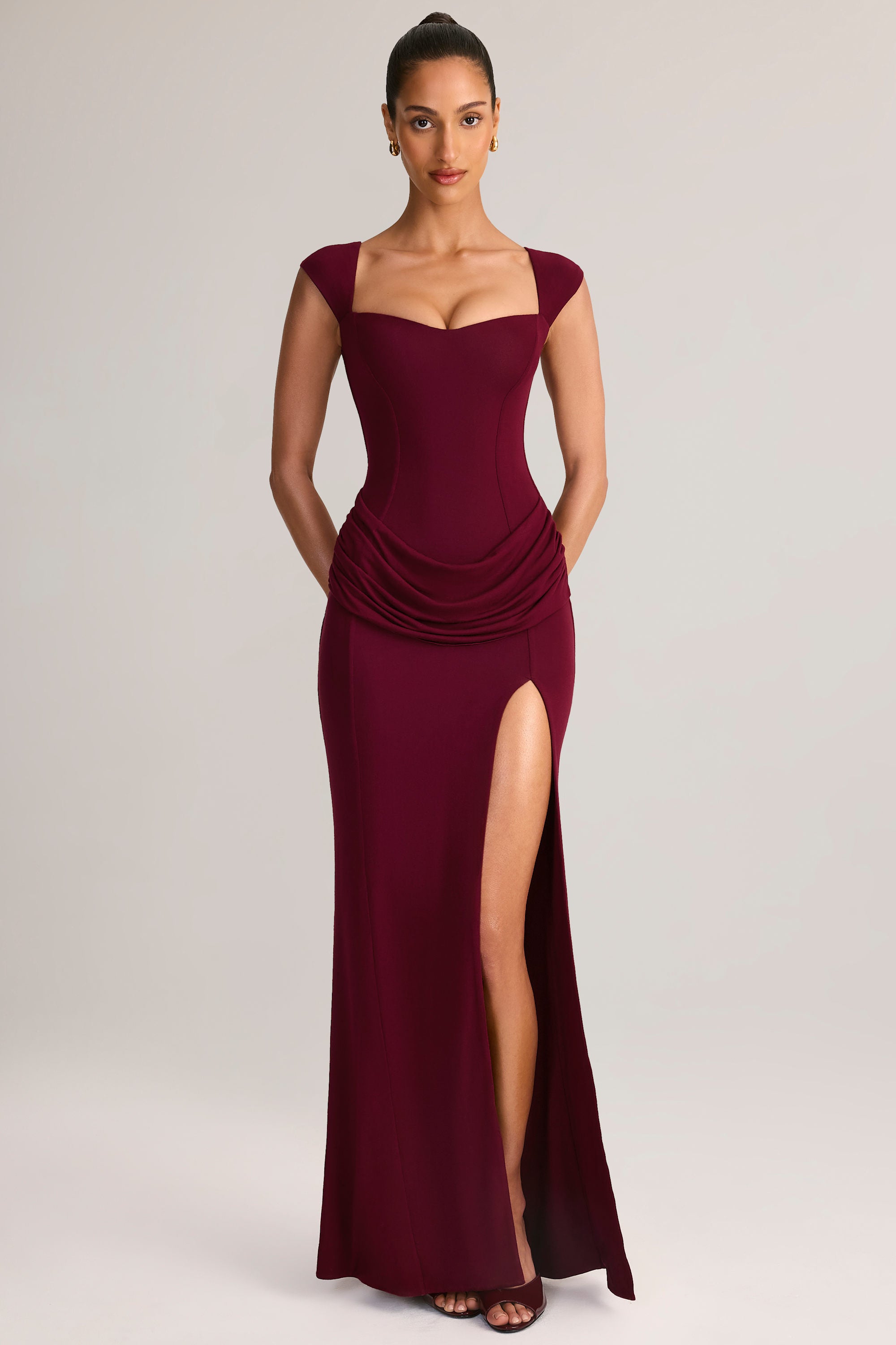 Elva Modal Sweetheart-Neck Gown in Wine Oh Polly