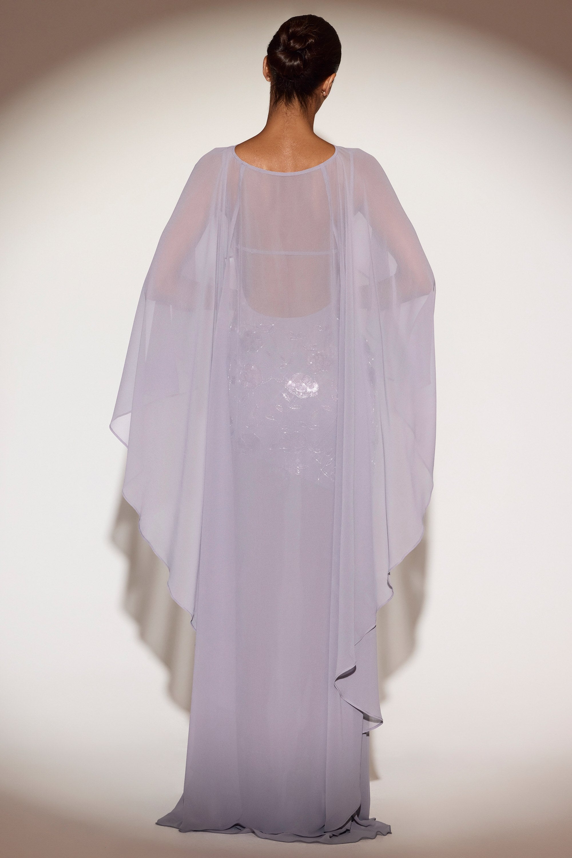 Jovelle Chiffon Draped Cape in Lilac