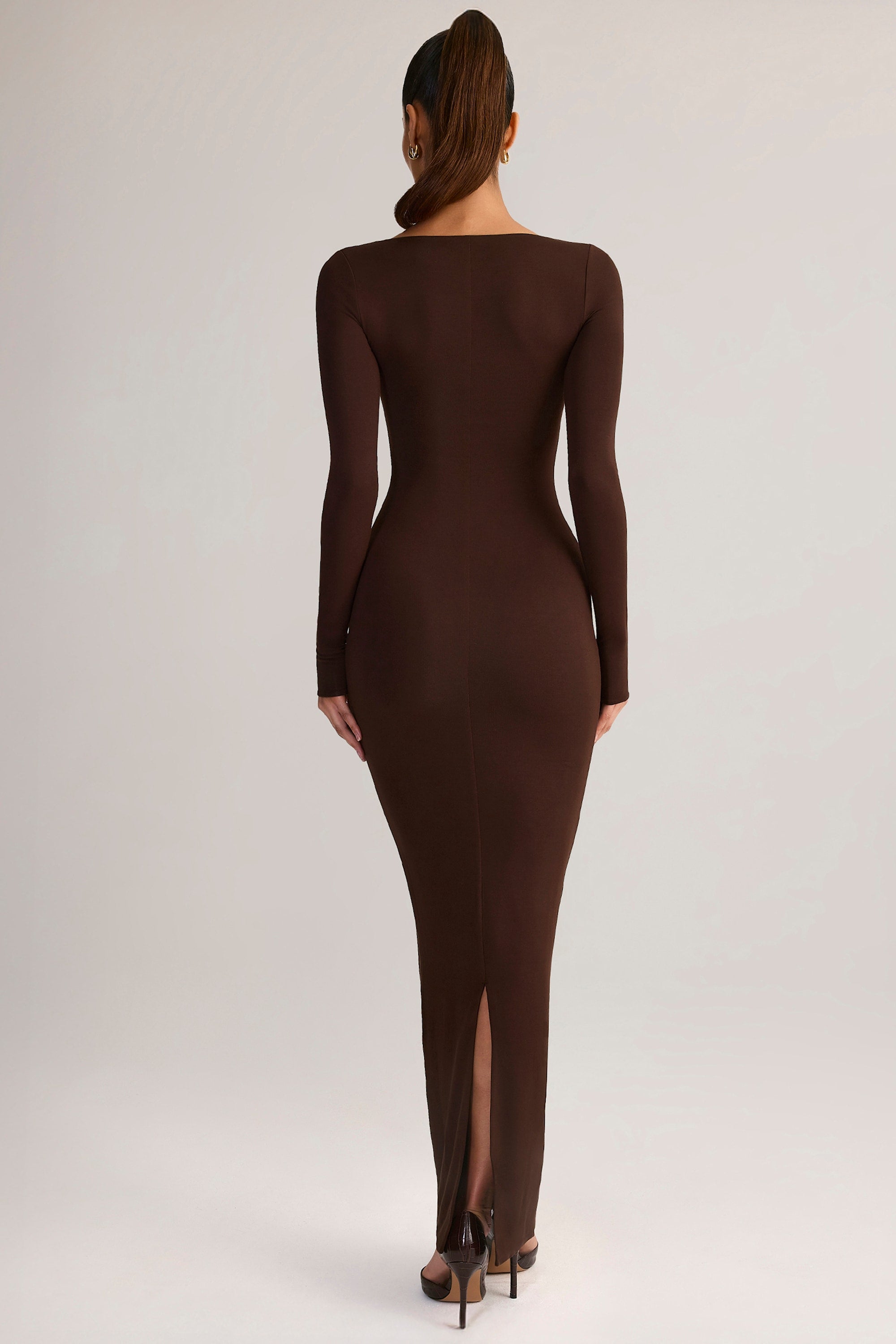 Lux Modal Scoop-Neck Maxi Dress in Chocolate Brown | Oh Polly