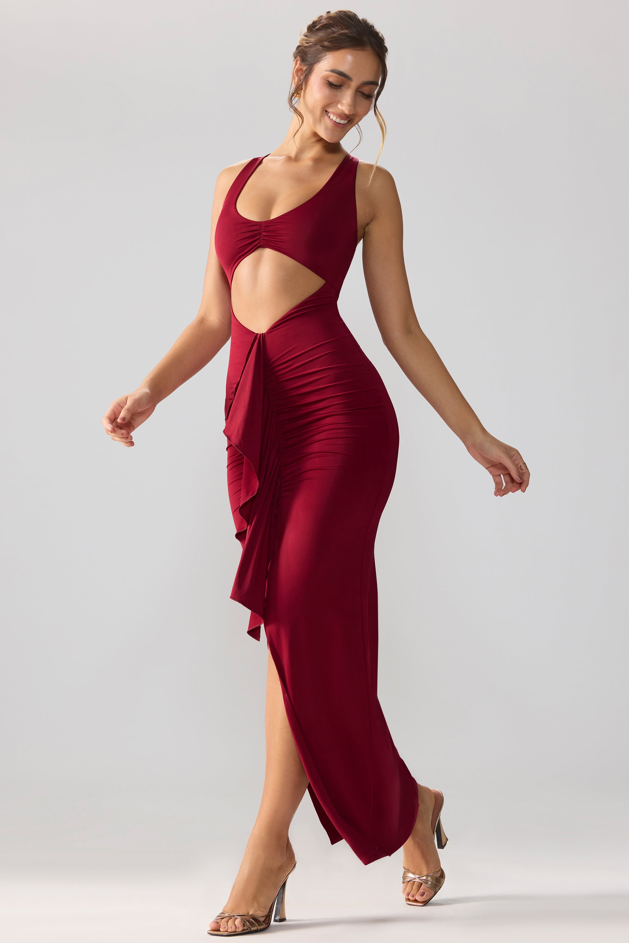 Selena Plunge Bodysuit - Ruby Red- The Rack Shack