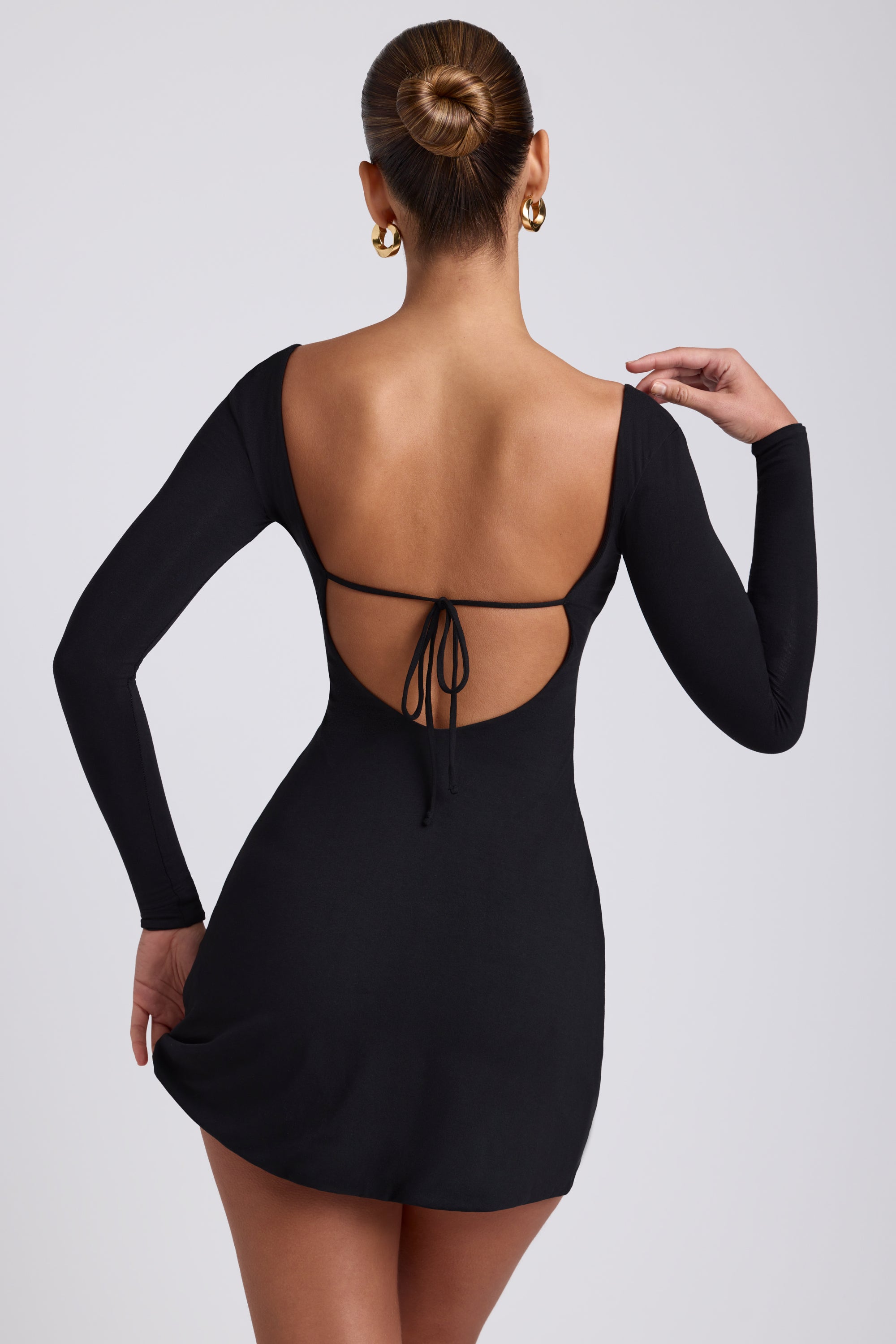 Hope Modal Square Neck Long Sleeve Mini Dress in Black | Oh Polly Hope Modal Square Neck Long Sleeve Mini Dress in Black | Oh Polly