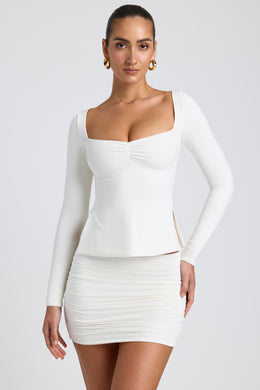 Modal Sweetheart-Neck Top in White