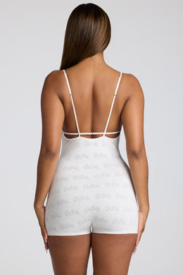 Strappy Low Back Pointelle Romper in White