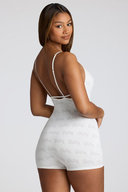 Strappy Low Back Pointelle Romper in White