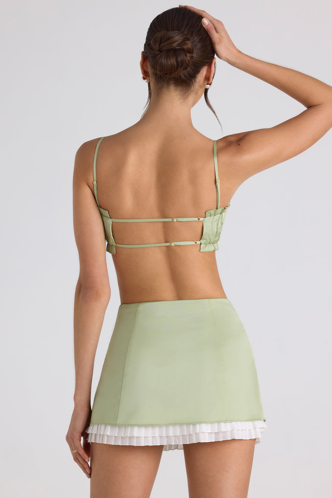 Layered Mid-Rise Mini Skirt in Spring Green