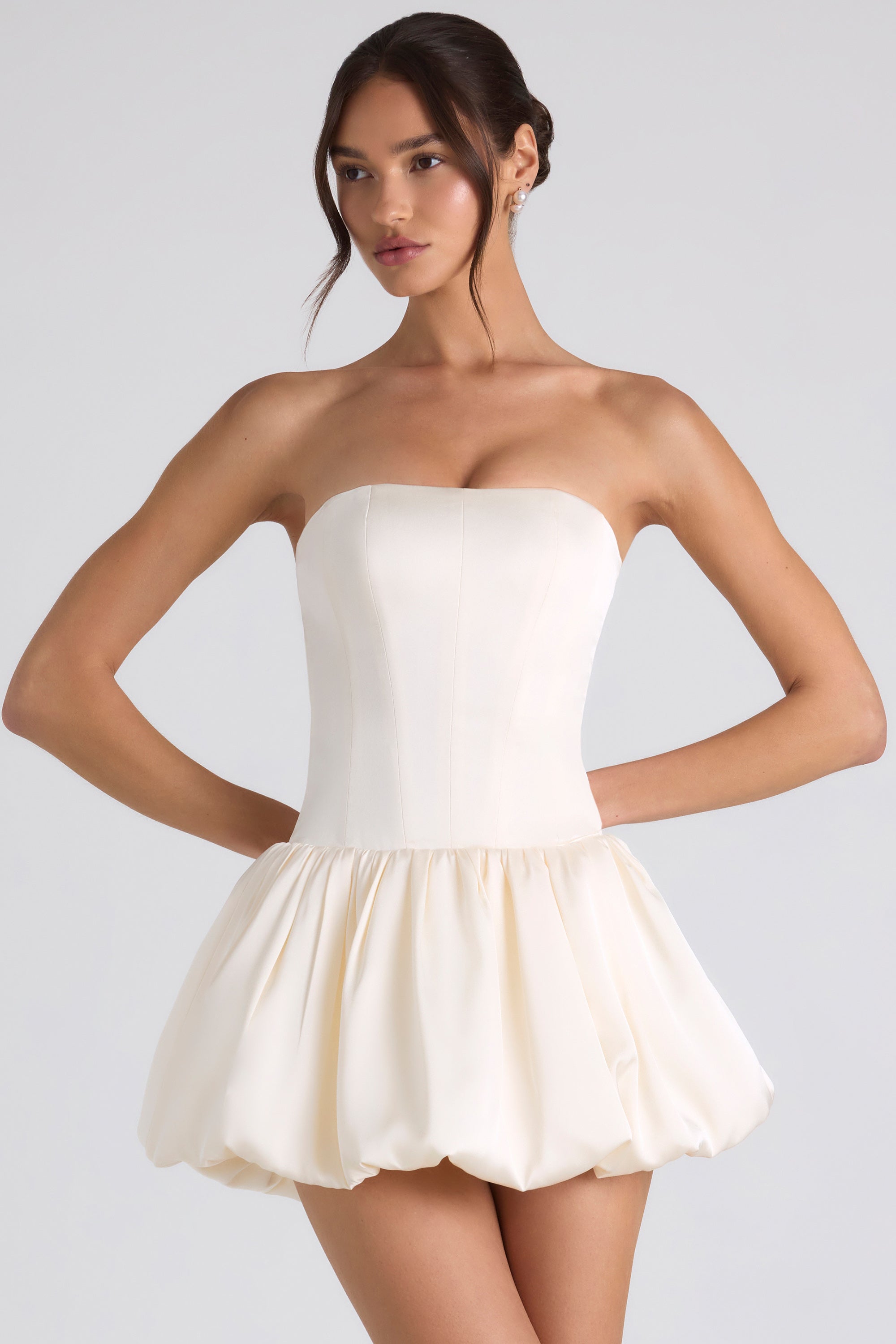 lace up bubble hem corset mini dress Satin Bubble Hem Corset Mini Dress in Black