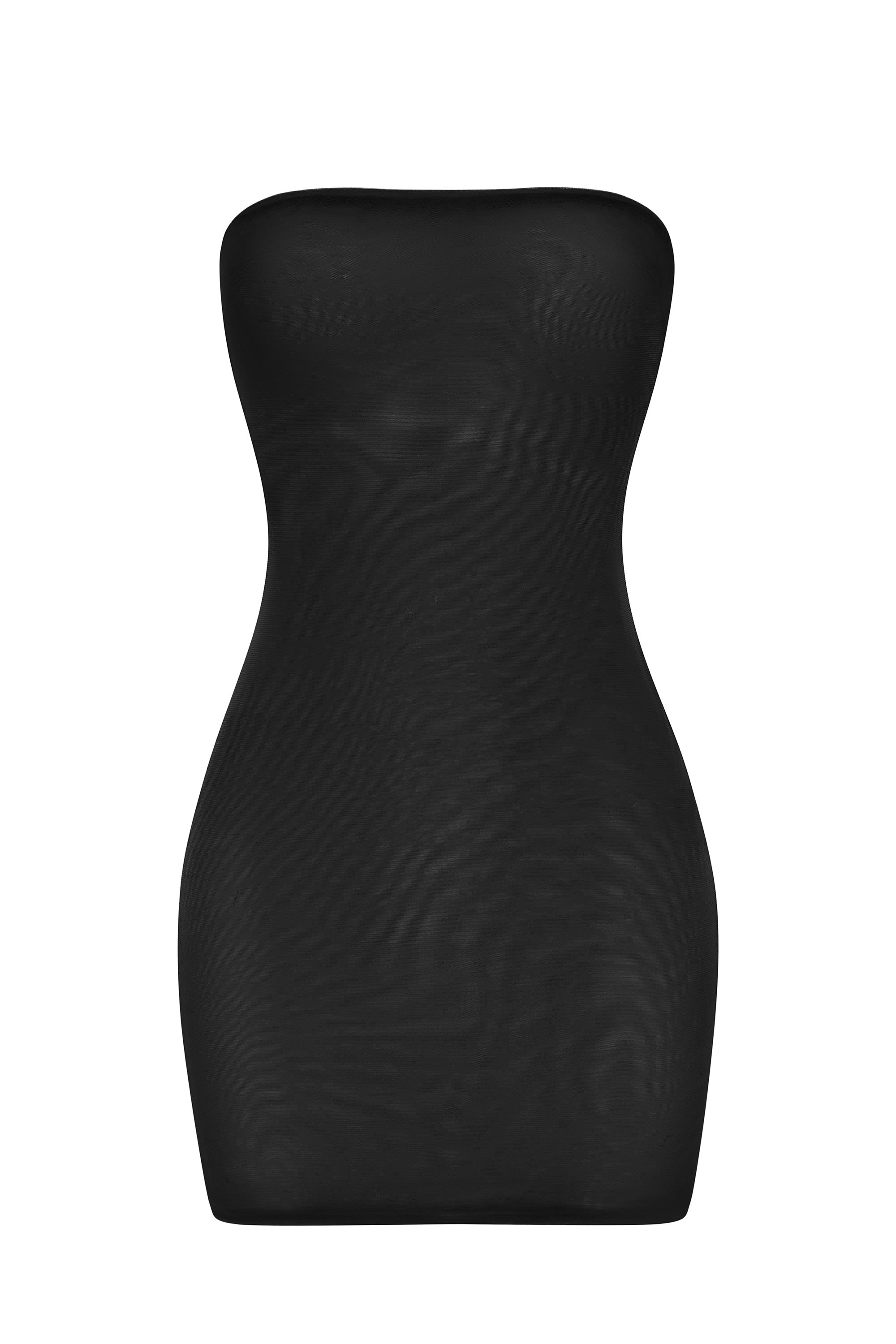 soft mesh mini slip dress in mocha Intimates Soft Bandeau Mesh Mini Slip Dress in Black