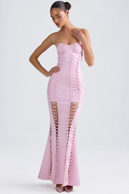 Lace-Up Corset Gown in Light Pink