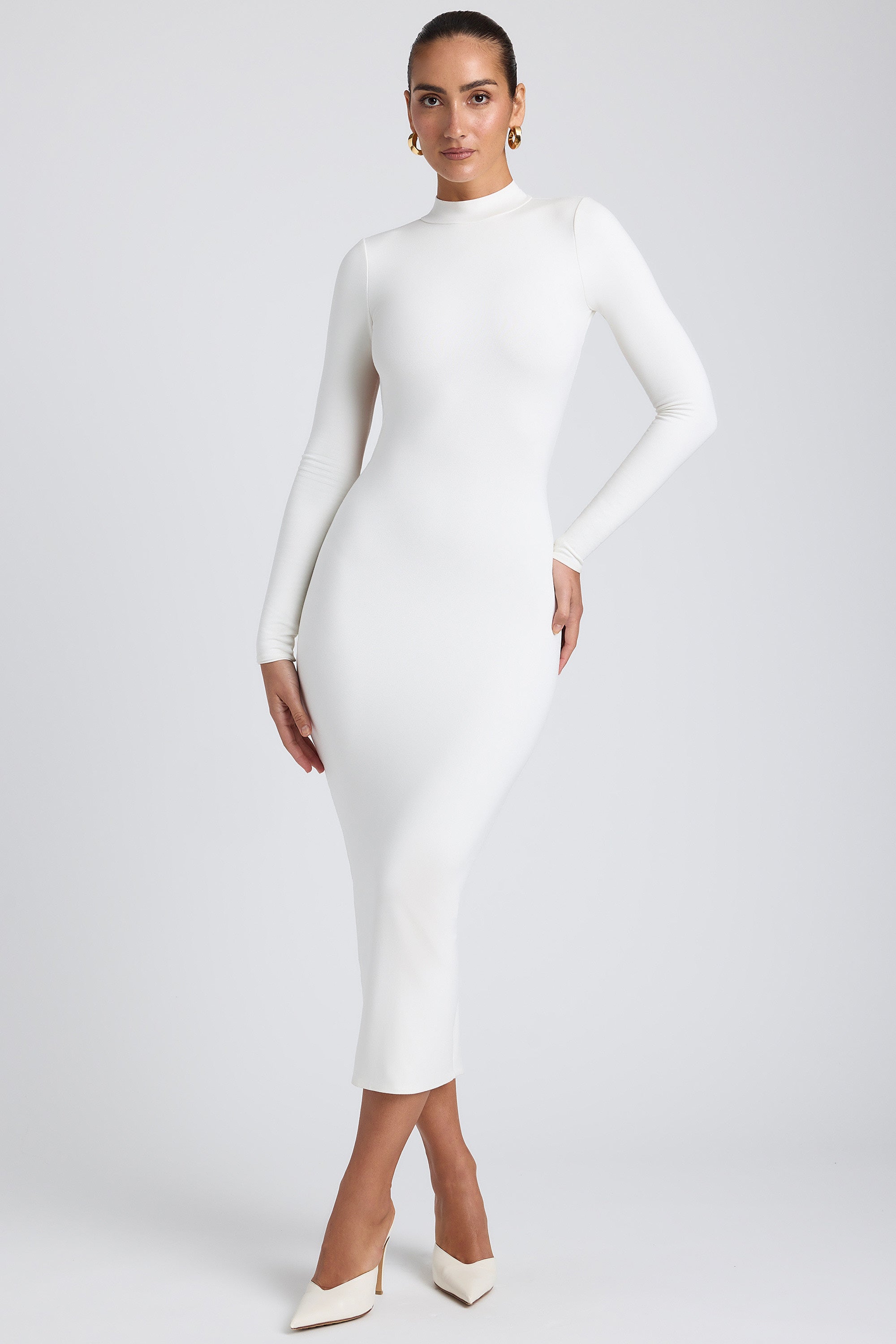 white long sleeve midaxi dress Oasis Women's Chiffon Sequin Embellished Floral Midaxi Dress in Ivory