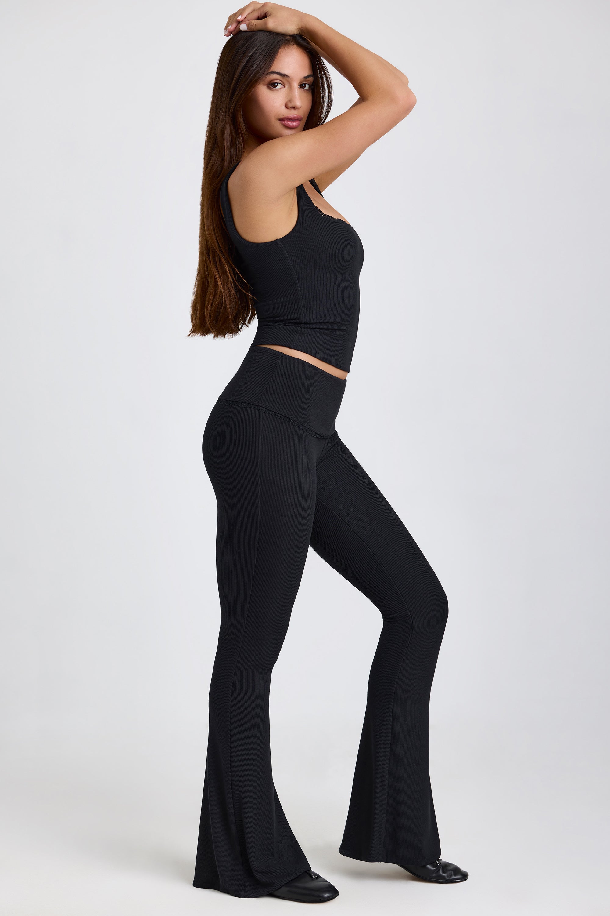 Casta Ribbed Modal Lace-Trim Tank Top in Black | Oh Polly