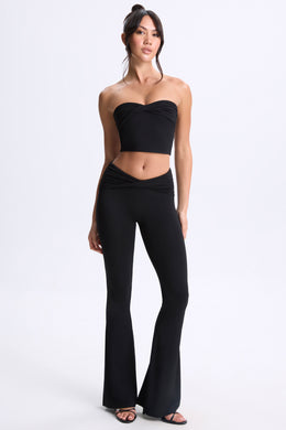 Tall Twist-Front Flared Trousers in Black