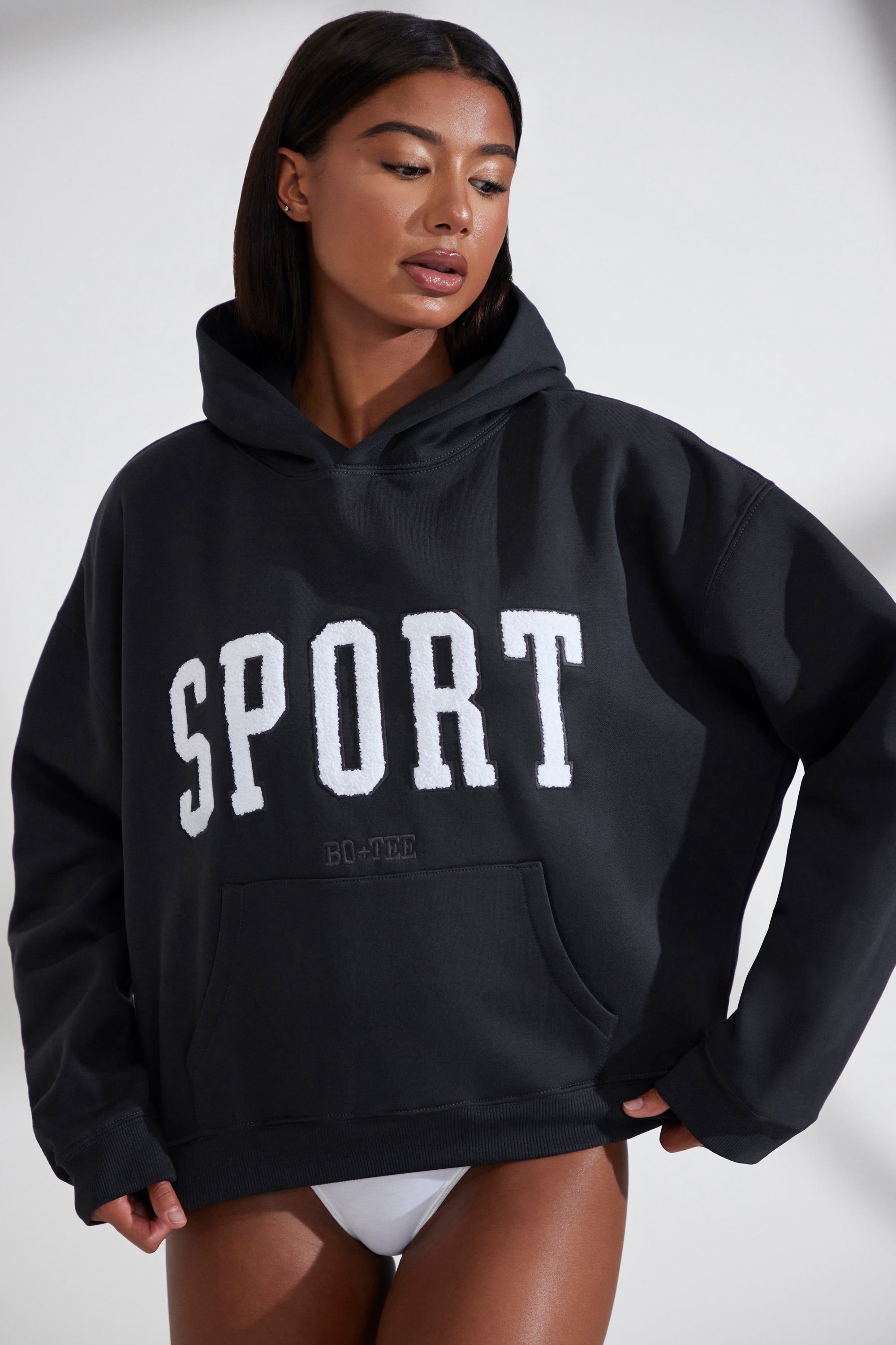 Oversized Hooded Sweatshirt in Black – Oh Polly UK