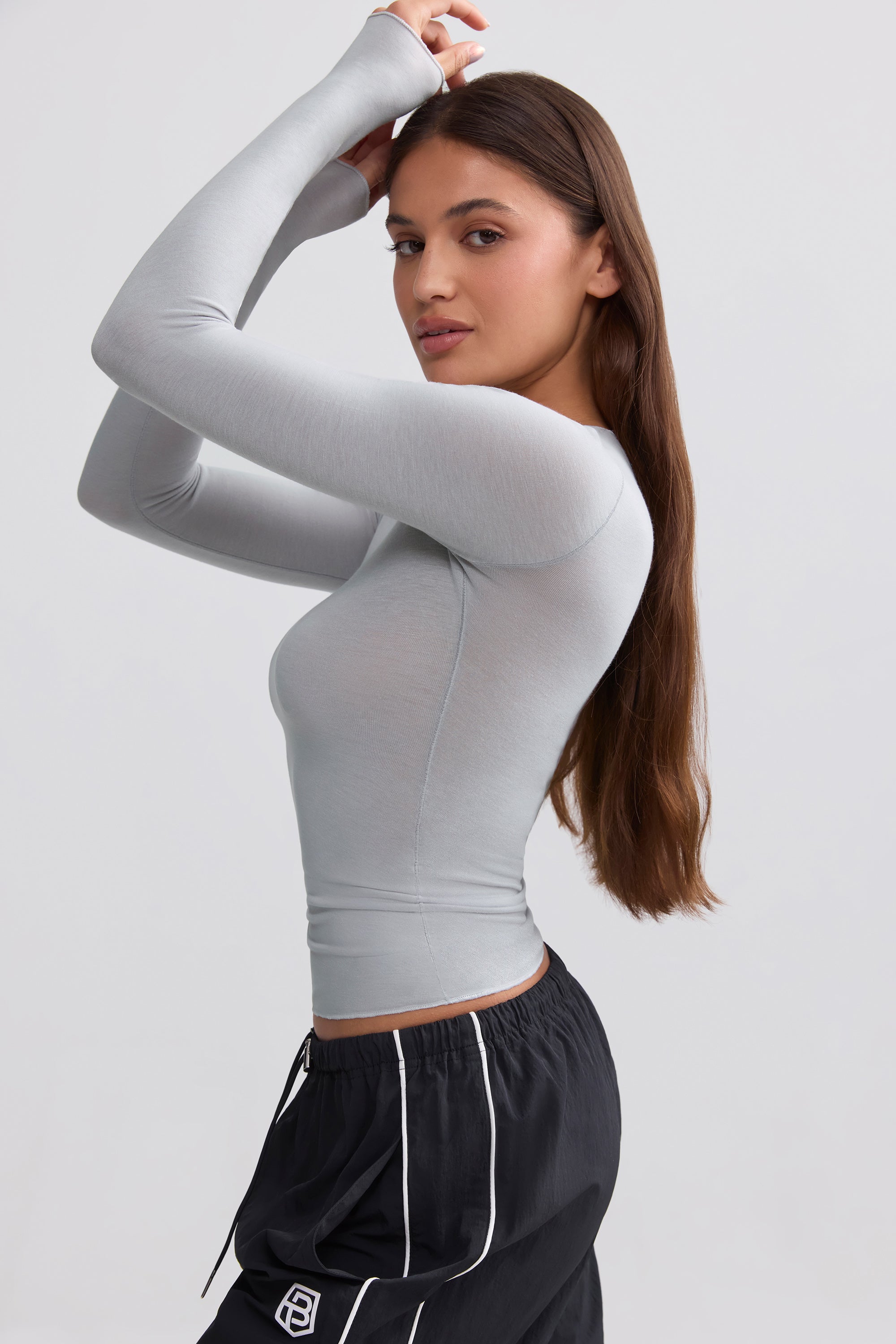 grey sheer top
