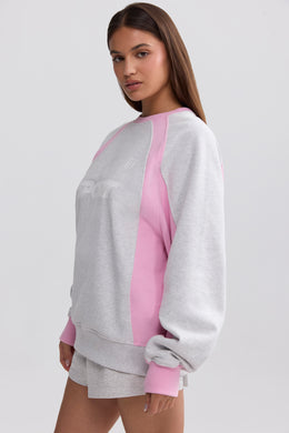 Oversized Colourblock Sweatshirt in Grey Marl