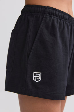 Elasticated Mini Shorts in Black