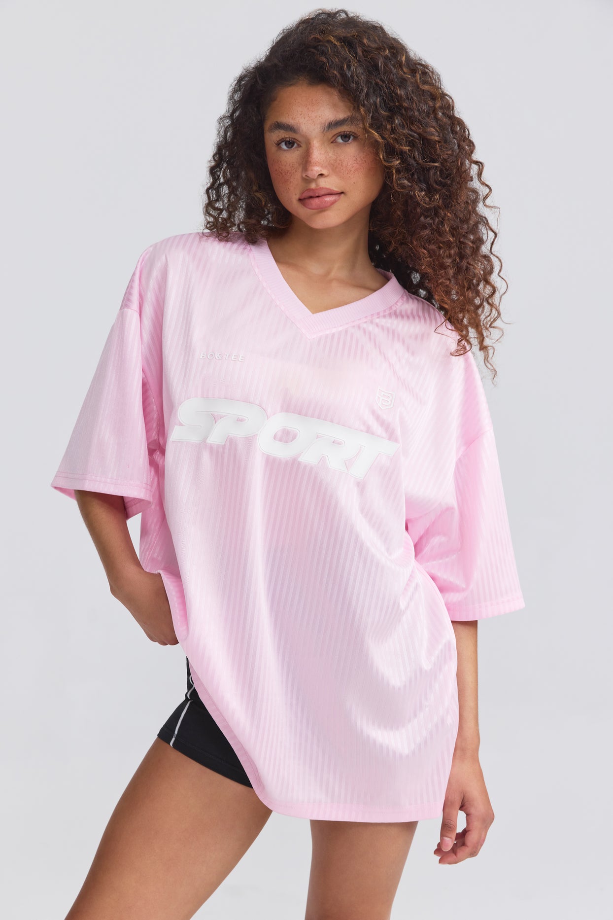 Oversized Piqué T-Shirt in Baby Pink