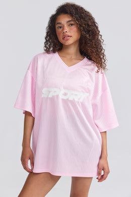 Oversized Piqué T-Shirt in Baby Pink