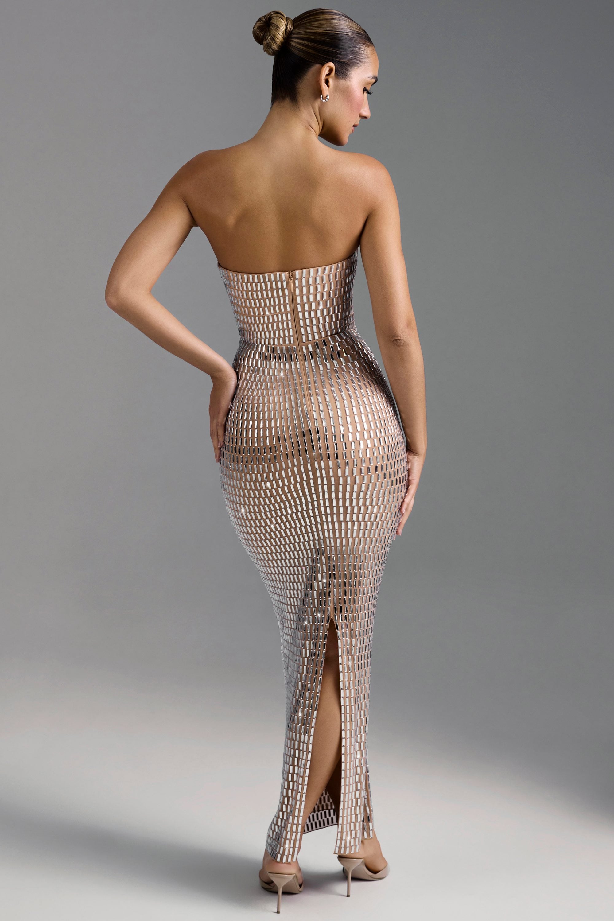 oh polly embellished maxi dress Champel Embellished Cowl Neck Maxi Dress in Ivory