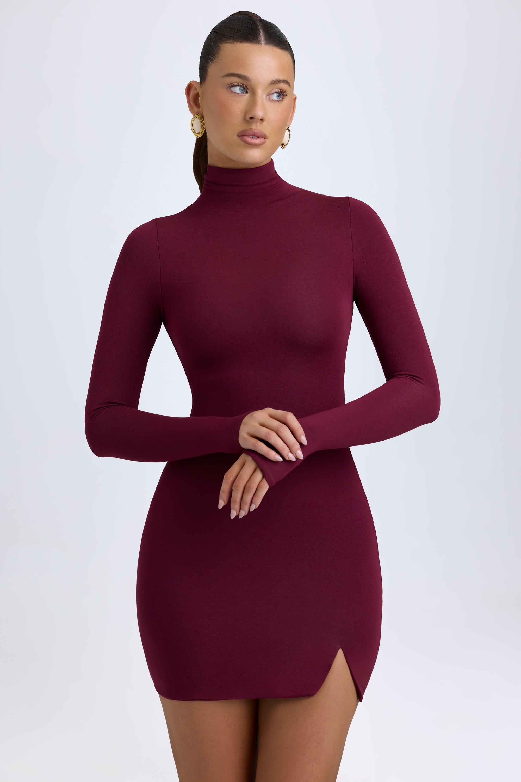 Mock Neck Turtleneck Tight Dress Black Turtle Neck Skater Midi