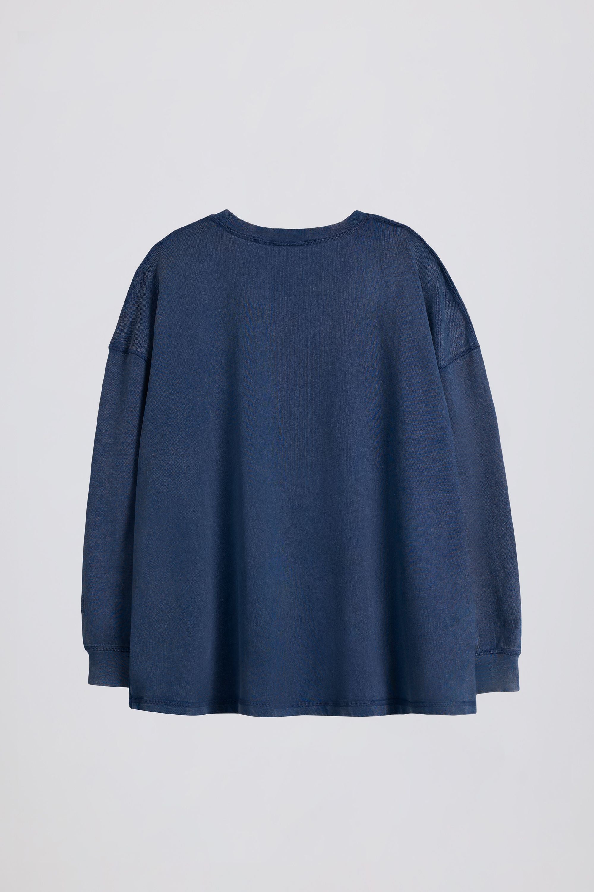 Acid Wash Langarm-Oversize-T-Shirt in Blau | Oh Polly