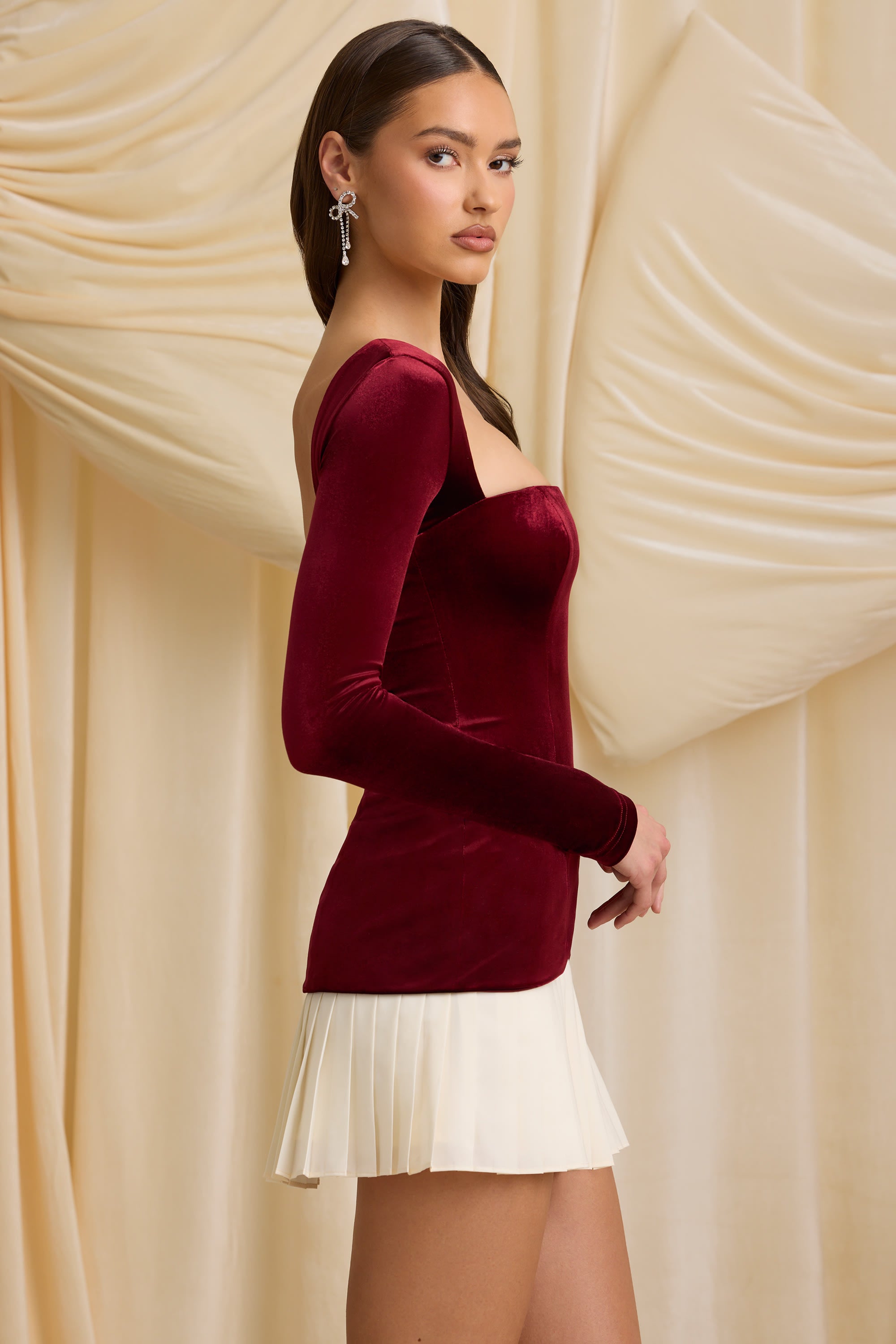 Sweetheart Pleated Corset A-line Dress With Slit Daffodil