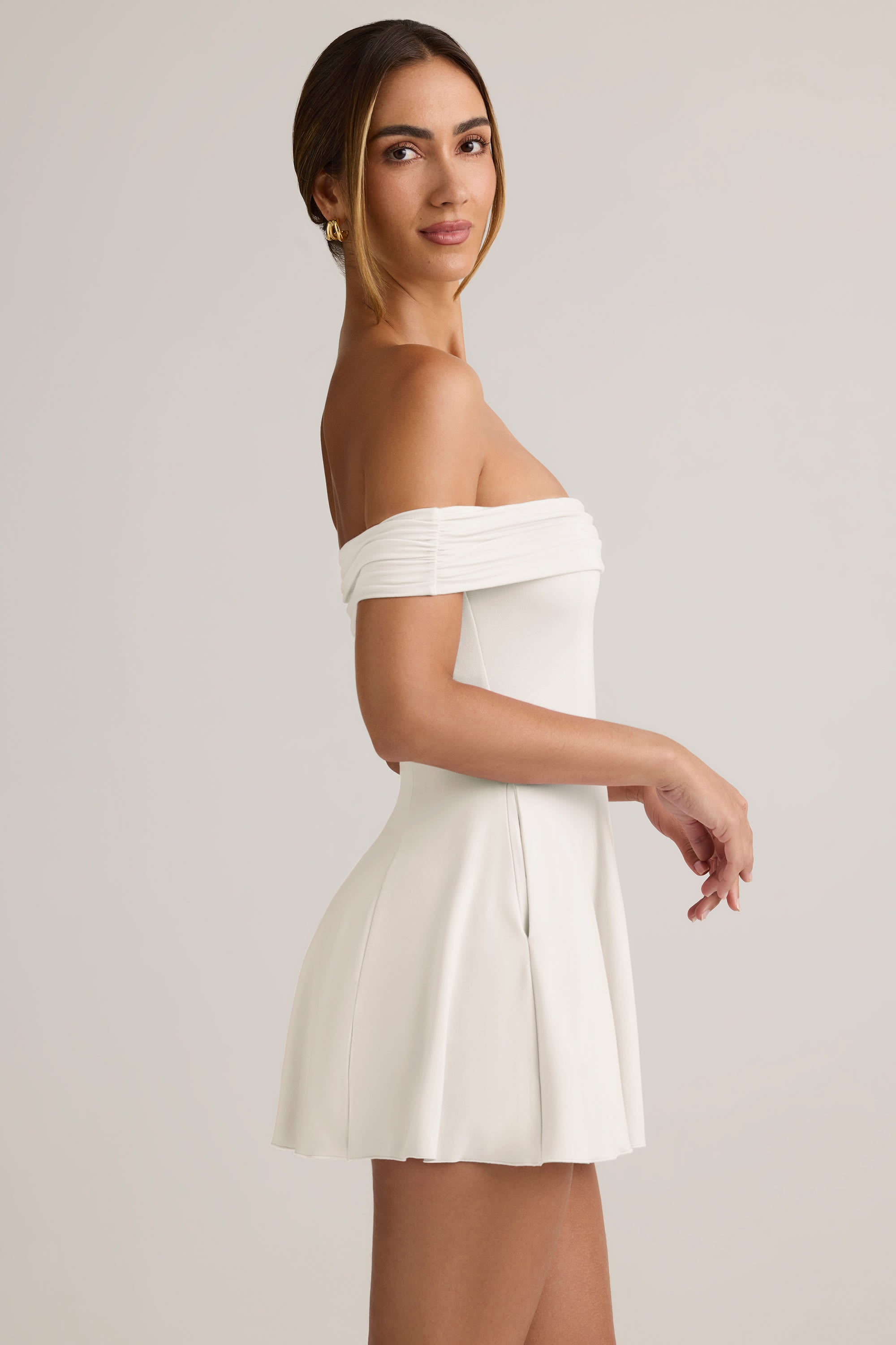 Jaida Modal Off-Shoulder A-Line Mini Dress in White