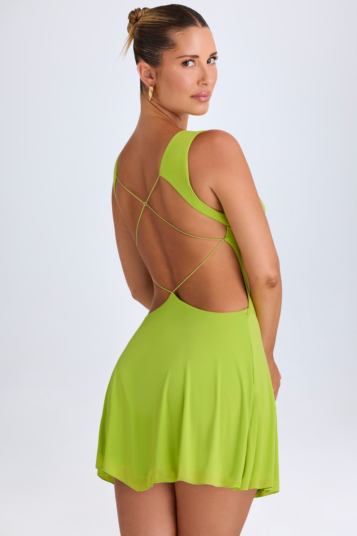 oh polly lime green dress Kalista Plunge Cut-Out Mini in Size:6 AUS Composite Barrier NWT Lauren Ralph Lauren