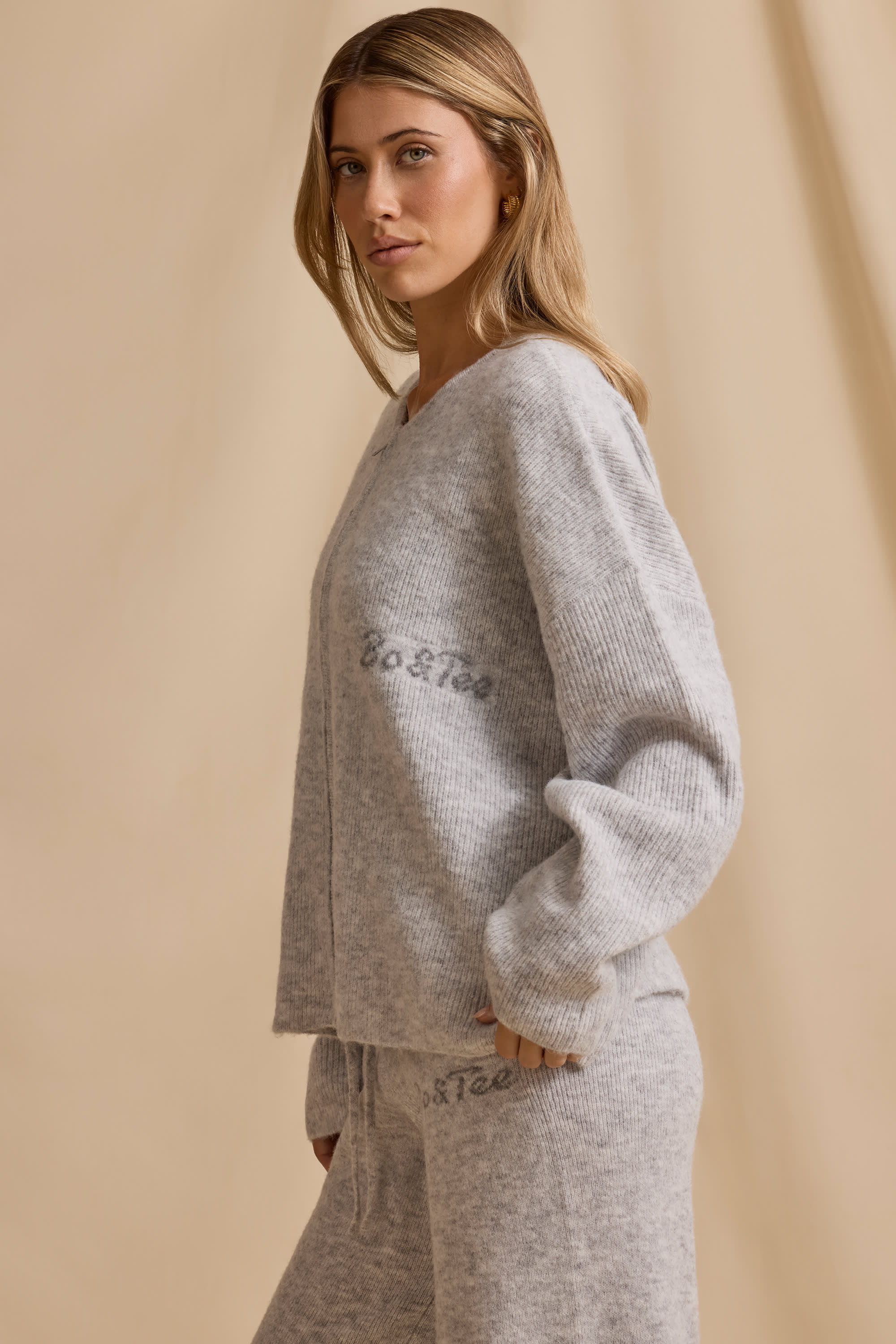 Oversized Zip-Up Cardigan in Ice Marl | Oh Polly