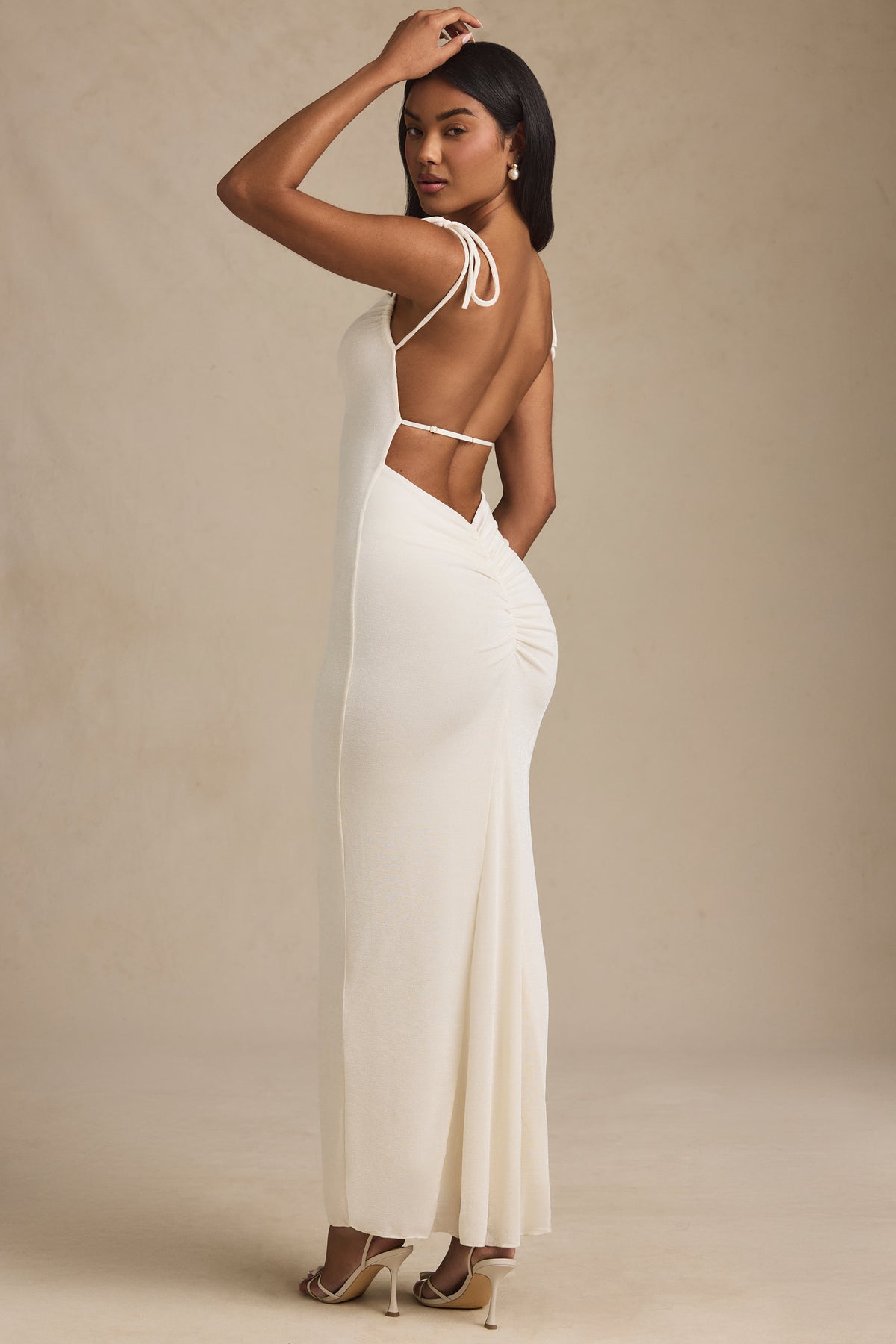 white summer backless dress Noelia Textured Jersey Open Back Maxi in Ivory Designed with delicate spaghetti Sheath Bachelorette Party – Tagged Size:Size 5T-6