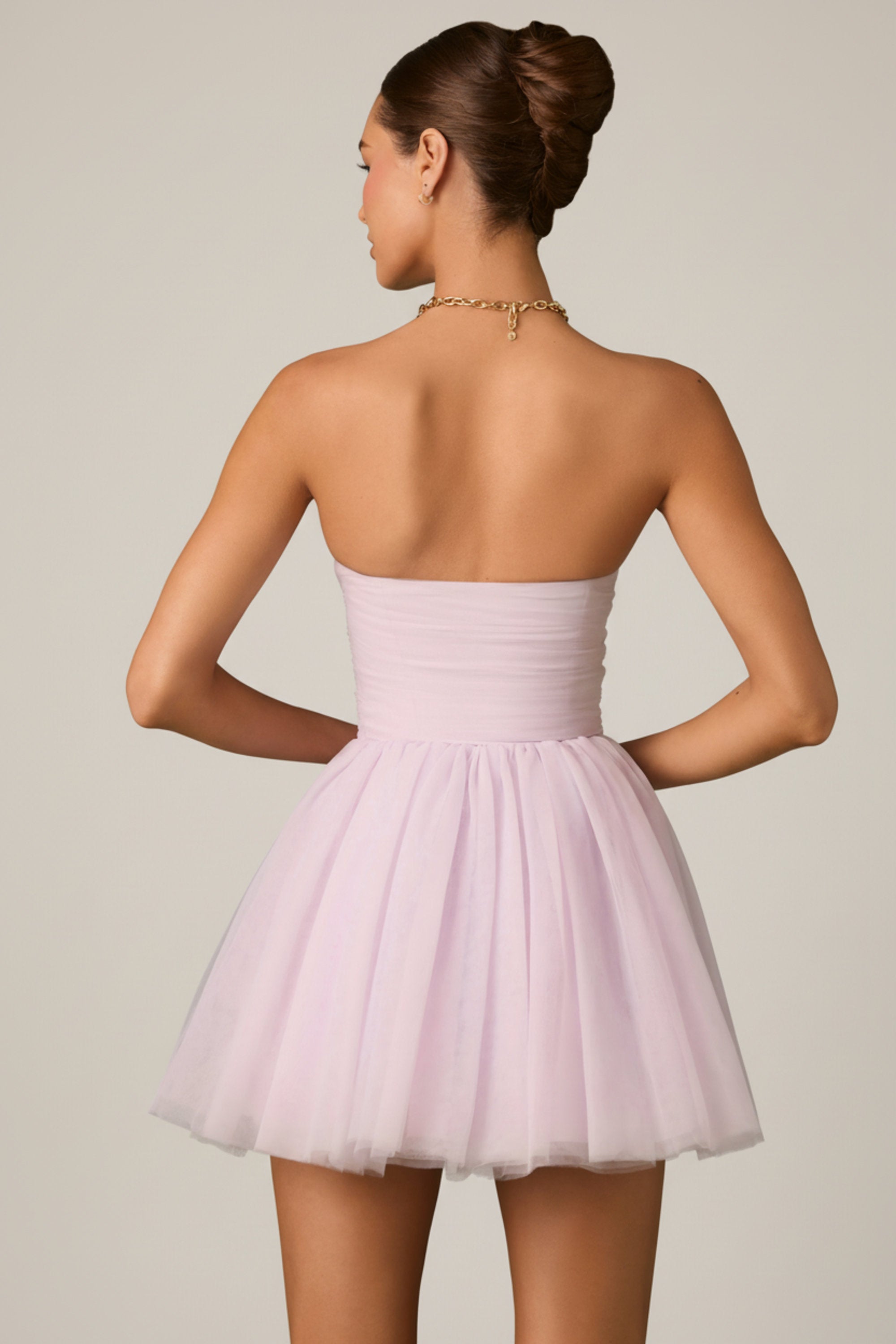 strapless open back dress Kenzie Mini Dress Light Pink