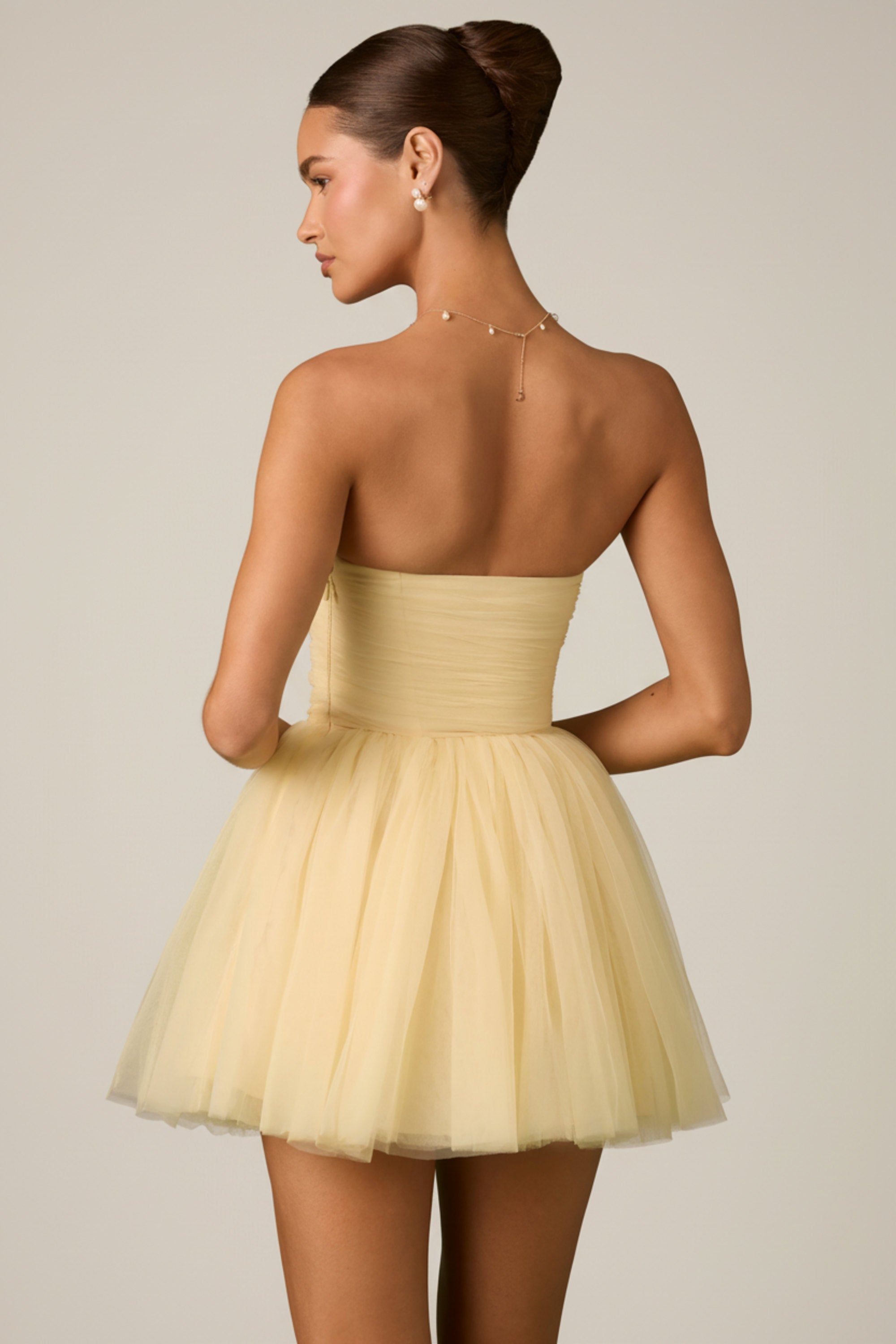 Dottie Tulle Corset Mini Dress in Yellow | Oh Polly