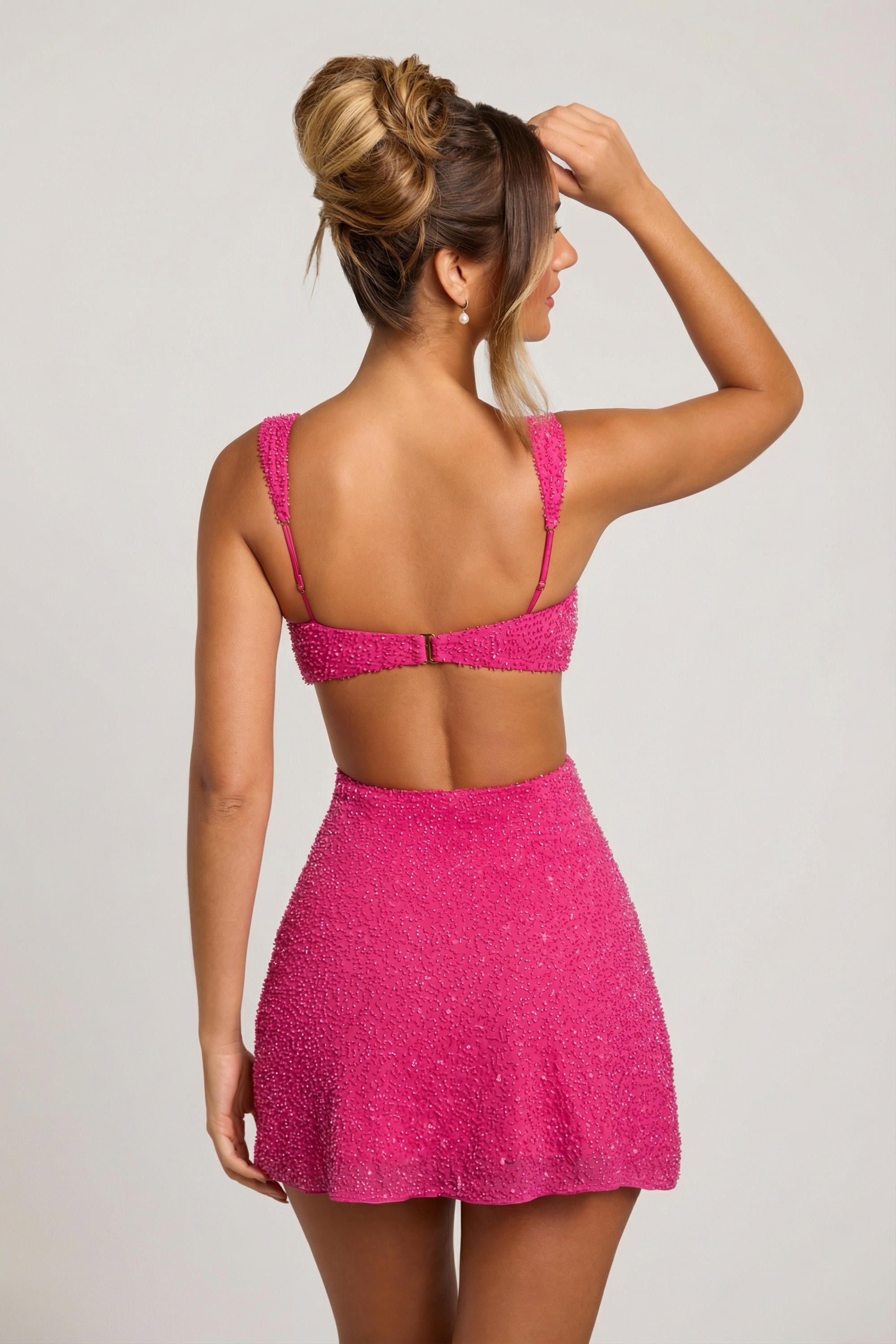 oh polly embellished mini dress Embellished Cut Out Mini Dress in Fuschia