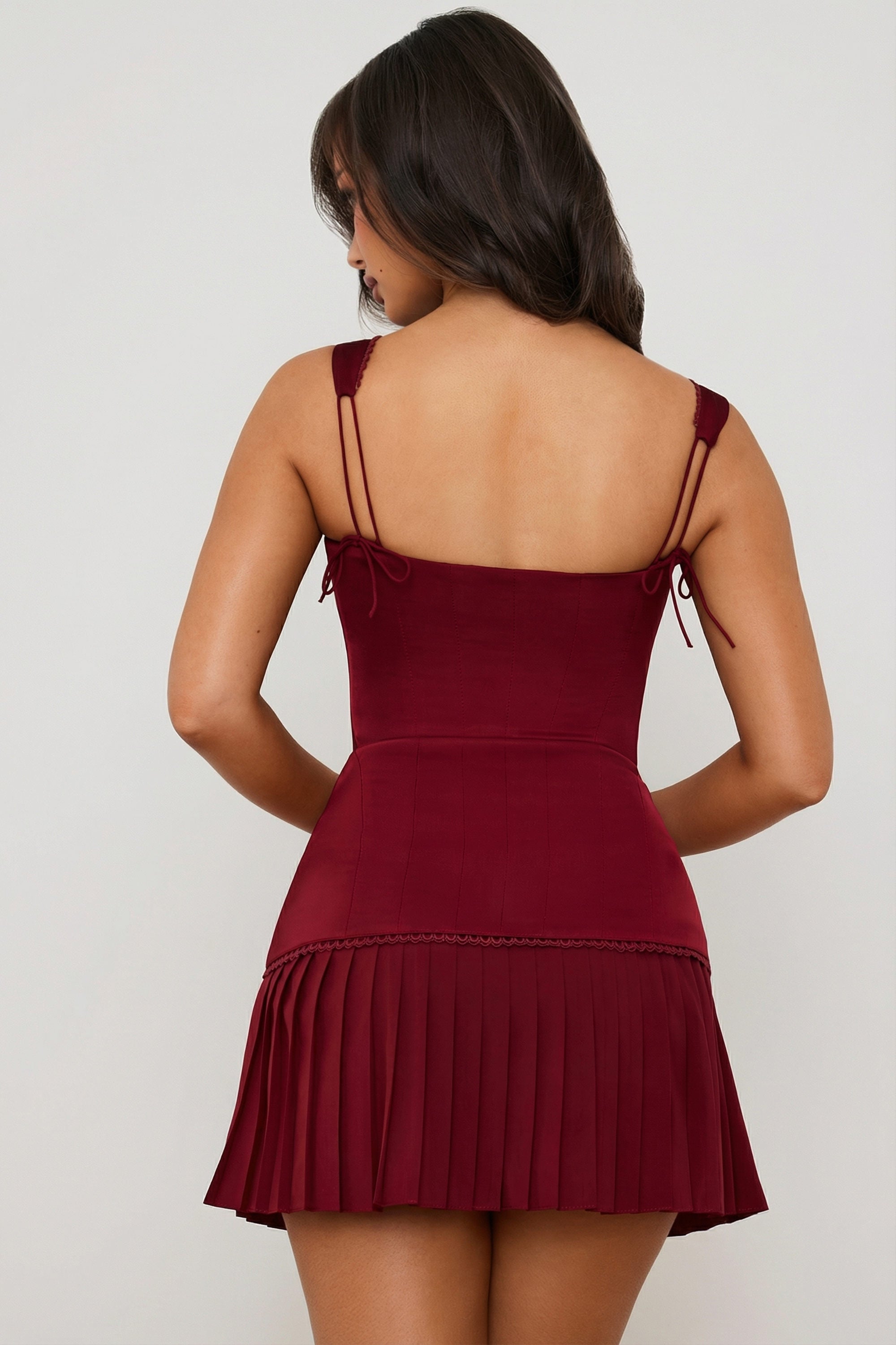 Evangeline Bow-Detail Lace-Up Corset Mini Dress in Berry Red | Oh Polly Evangeline Bow-Detail Lace-Up Corset Mini Dress in Berry Red | Oh Polly