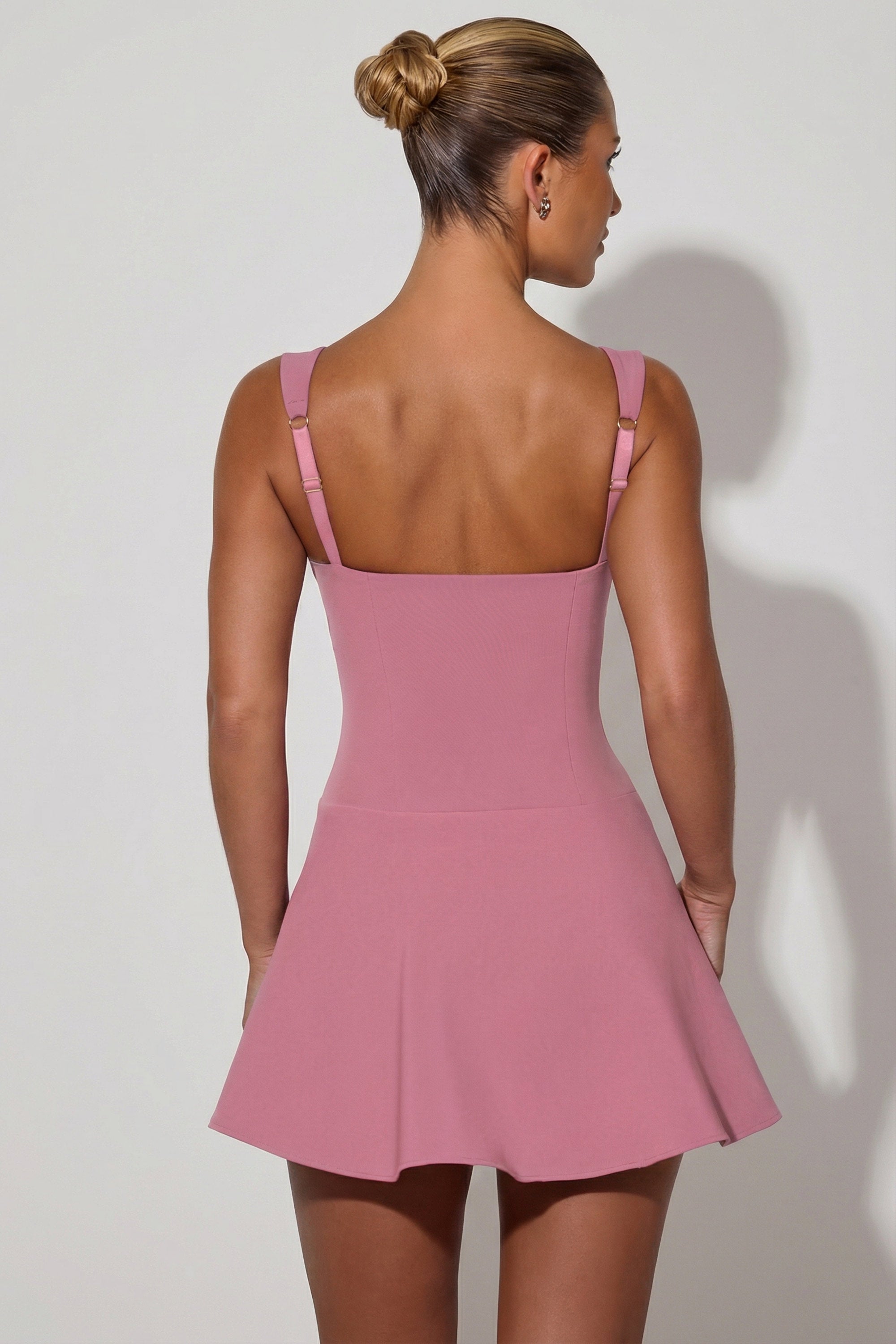 janelle mini dress Janelle Bow-Detail A-Line Mini Dress in Dusty Pink