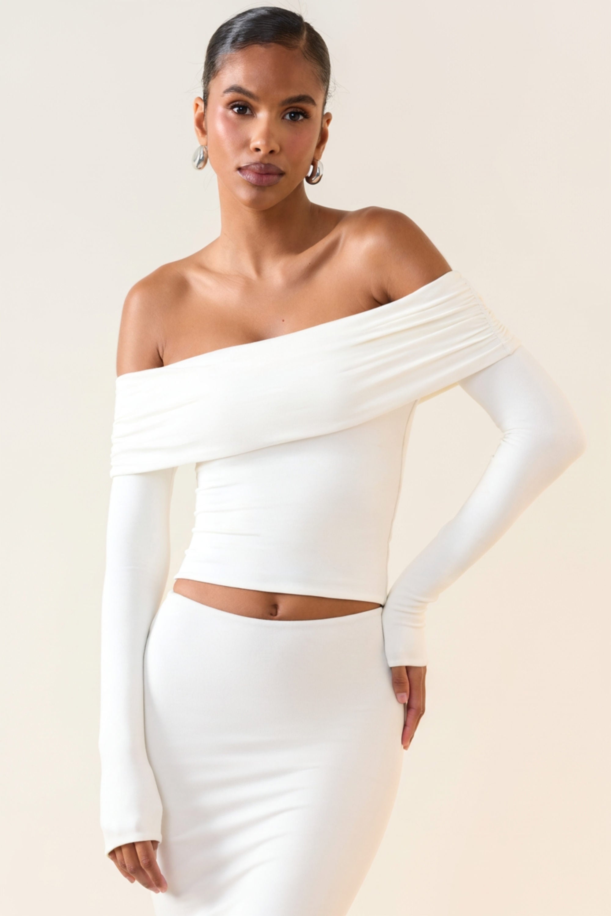 Oh Polly Sheer White Top Long Sleeve Embellished Long Sleeve Backless Maxi  Dress In White Oh