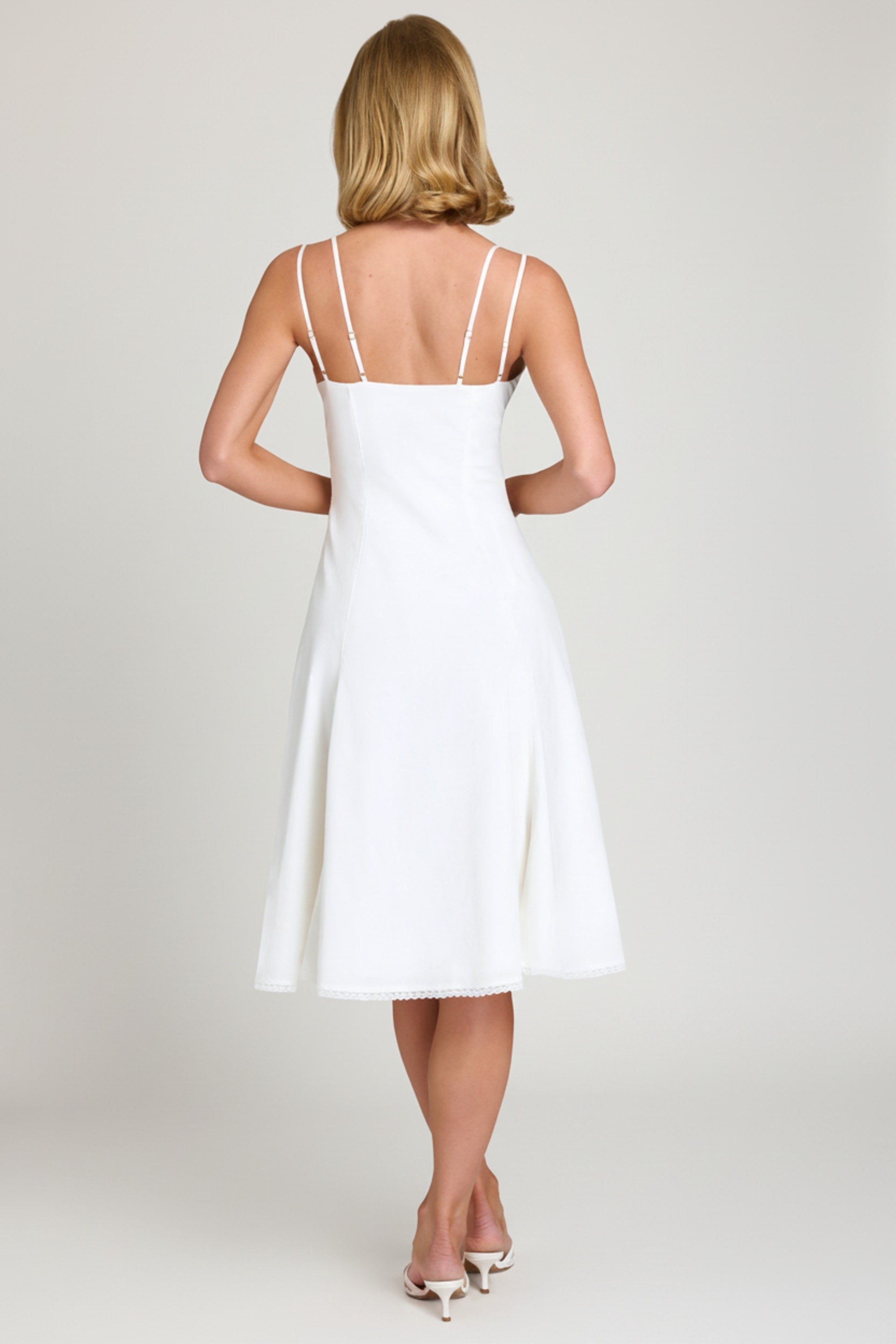 chinese dress ladies Bow-Detail A-Line Midi Dress in White