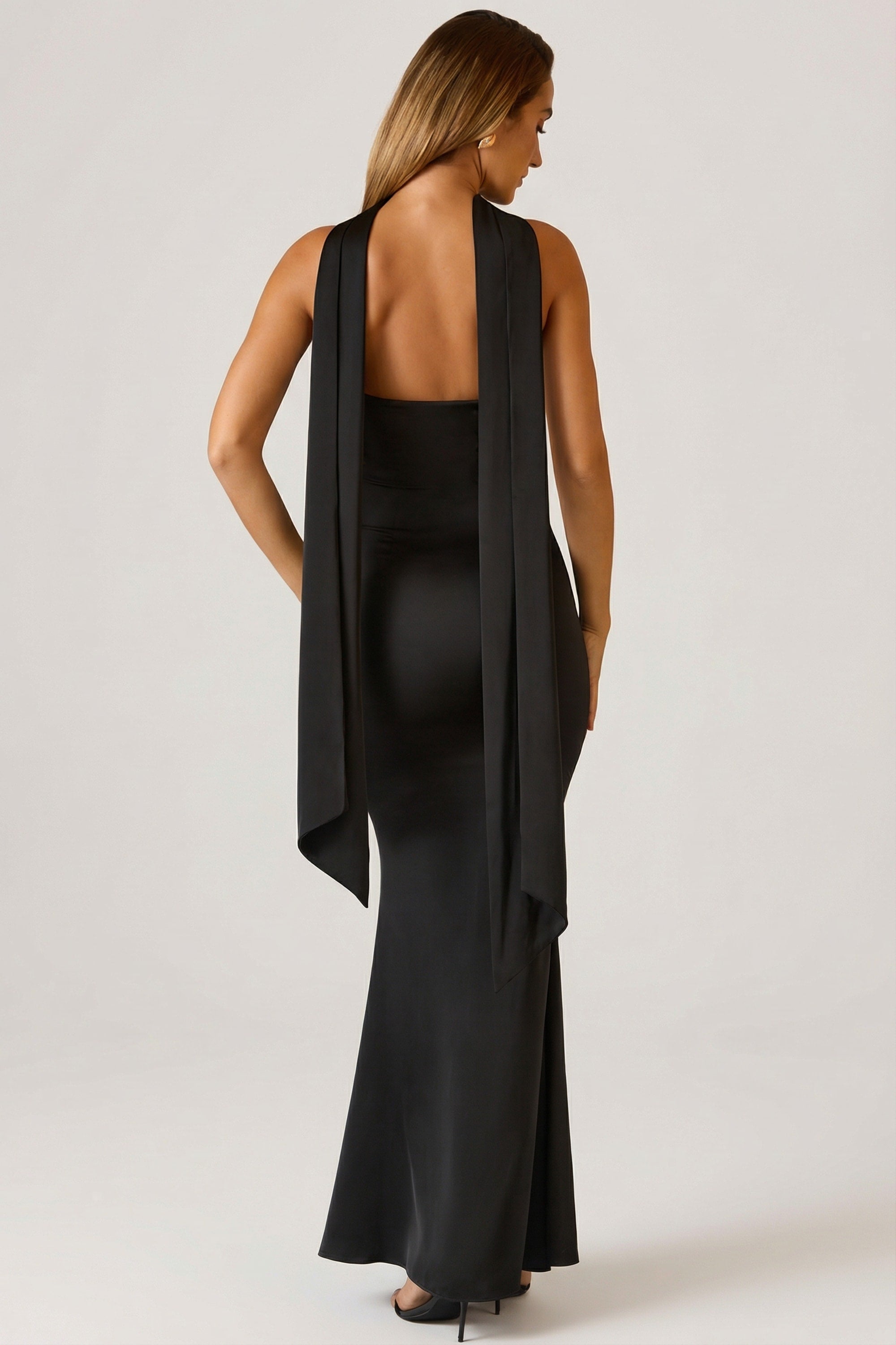 Mandi Scarf-Detail Strapless Gown in Black | Oh Polly Mandi Scarf-Detail Strapless Gown in Black | Oh Polly