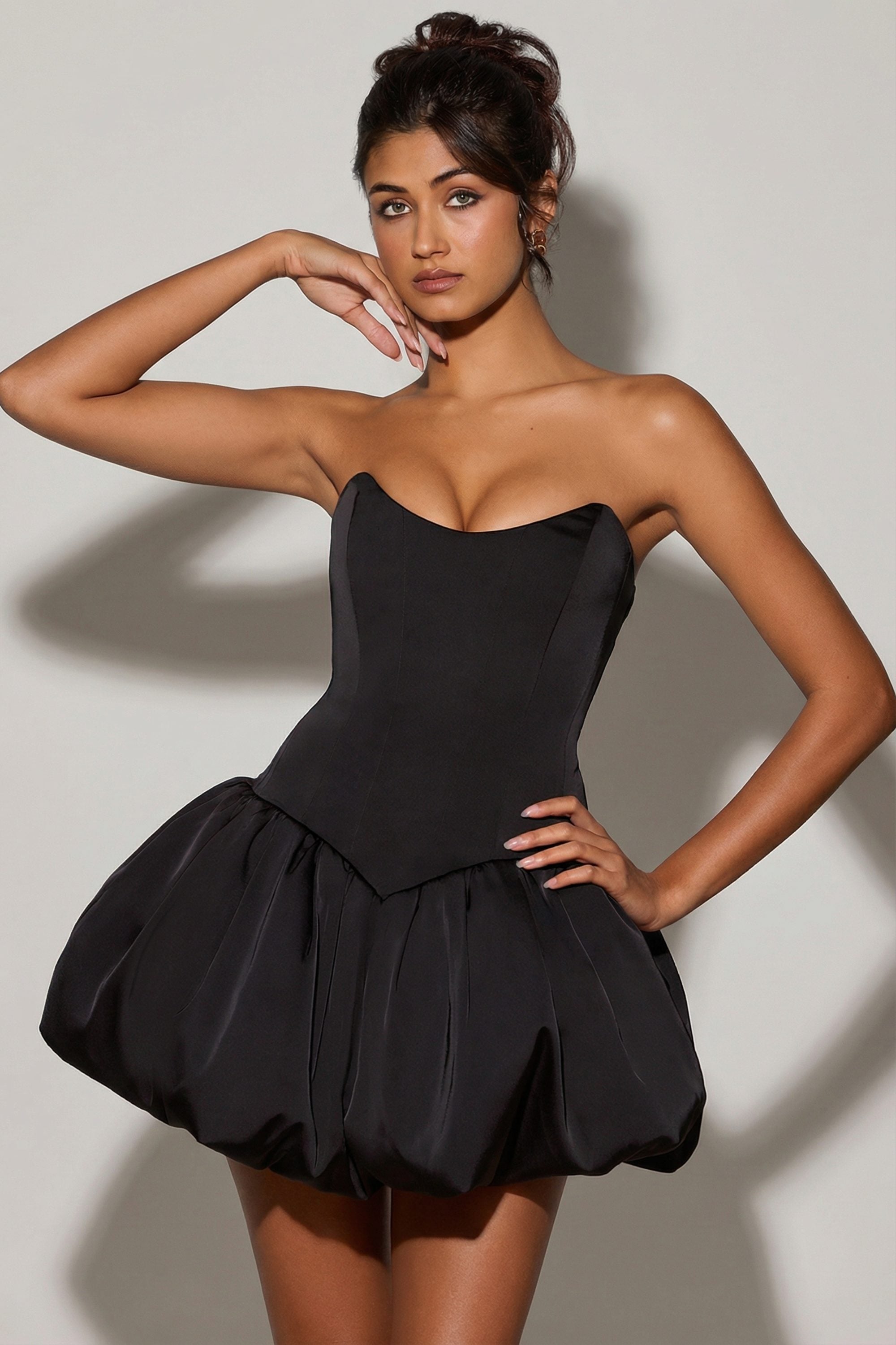 Minerva Lace-Up Bubble Hem Corset Micro Mini Dress in Black | Oh Polly Minerva Lace-Up Bubble Hem Corset Micro Mini Dress in Black | Oh Polly