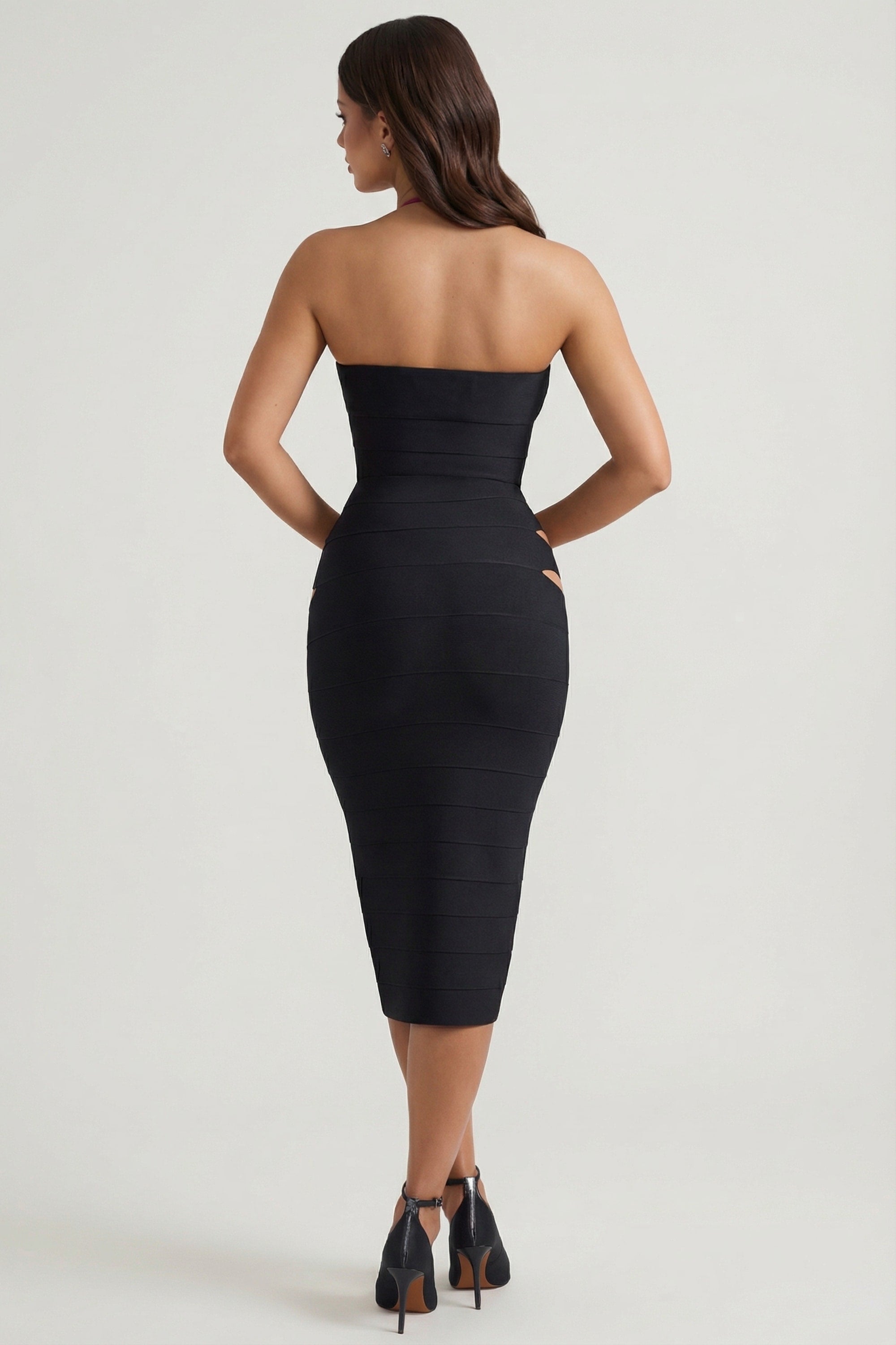 Nika Cut-Out Halterneck Bodycon Midaxi Dress in Black | Oh Polly Nika Cut-Out Halterneck Bodycon Midaxi Dress in Black | Oh Polly