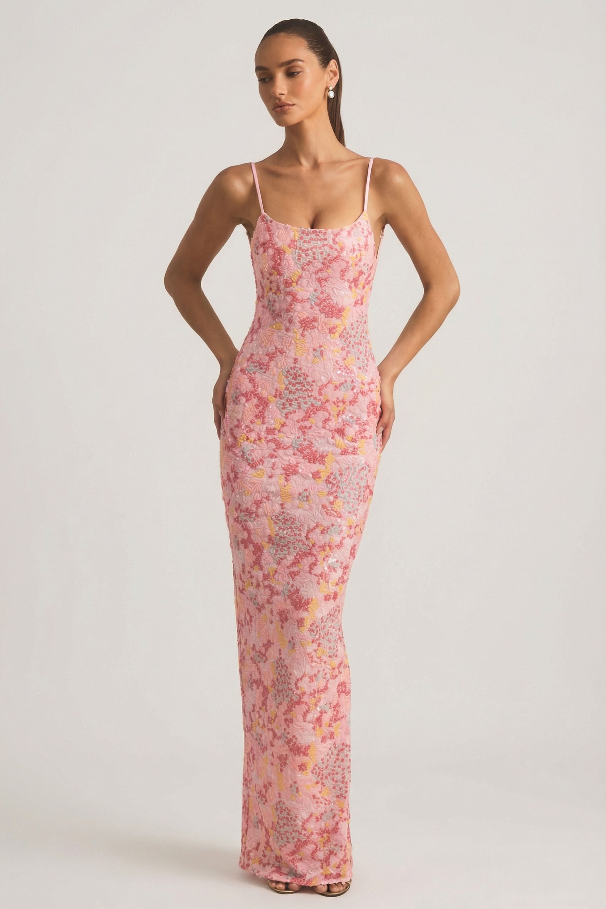 Tavira Embellished Scoop-Neck Backless Maxi Dress in Pink | Oh Polly Tavira Embellished Scoop-Neck Backless Maxi Dress in Pink | Oh Polly
