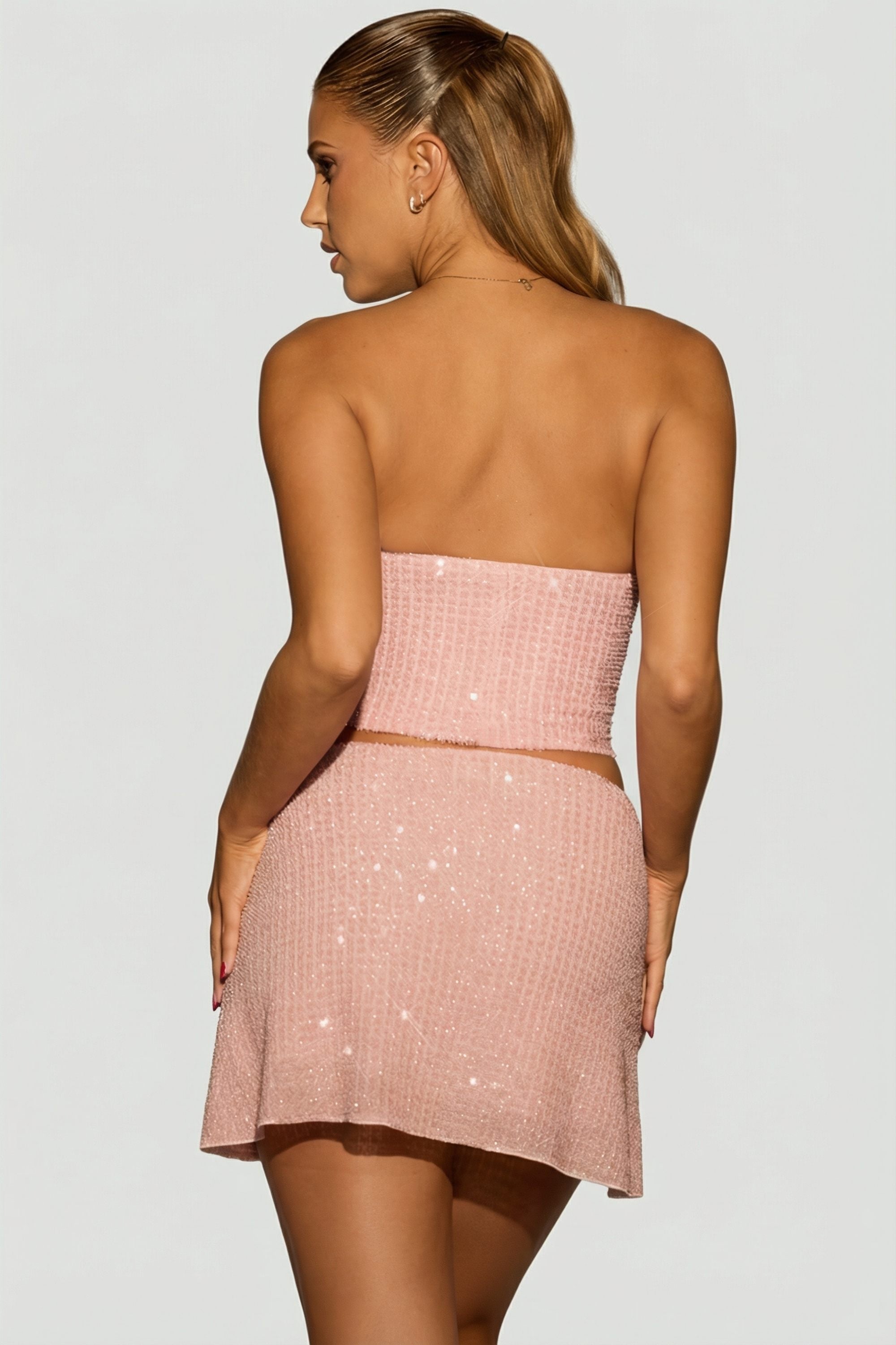 Sterling Embellished Draped Corset Top in Lavender Pink