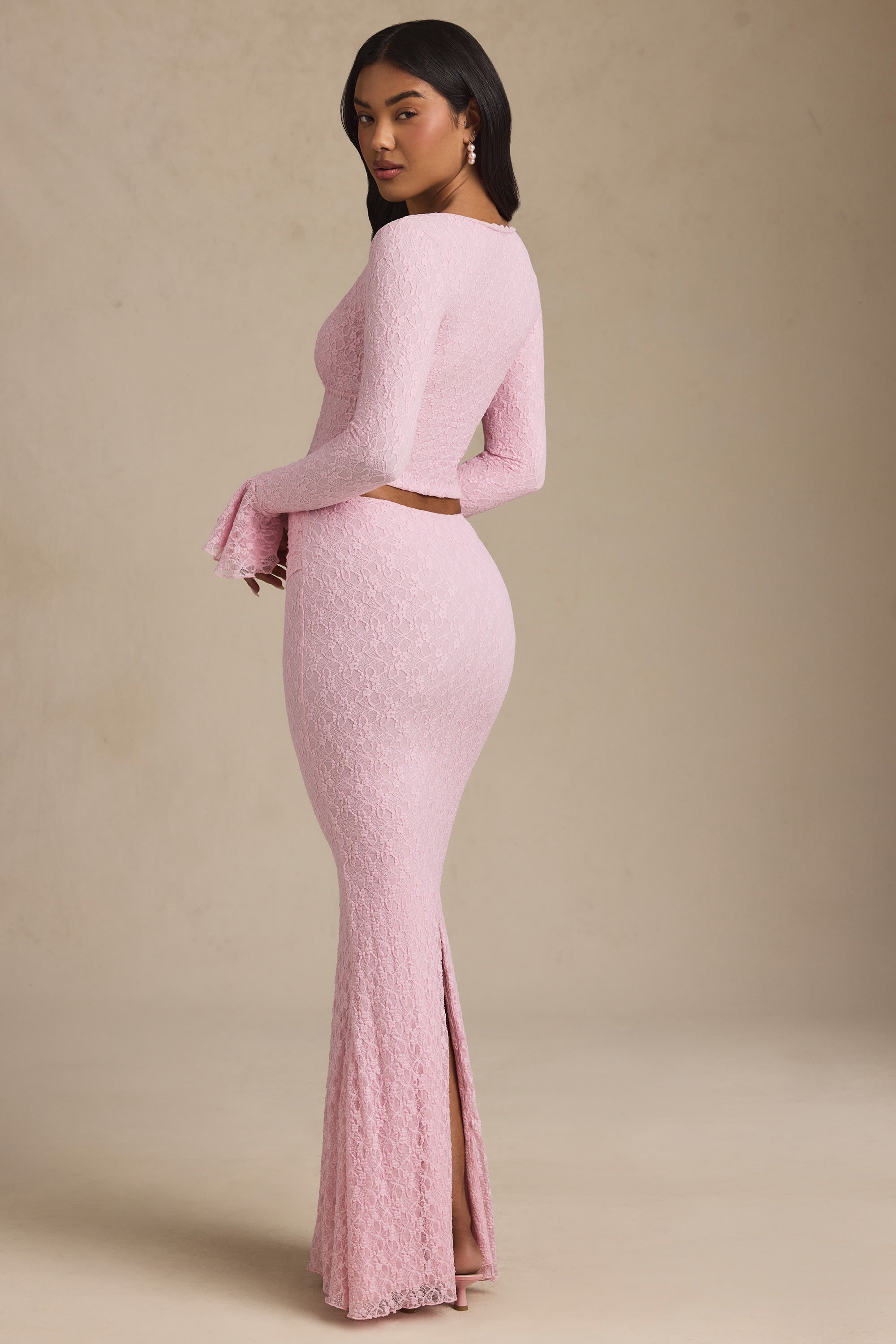 Long Tulle Evening Skirt With Slit - 4 Layer Dusty Pink Formal Skirt For Prom, Wedding, Party (Size Up To 5XL) - View #2