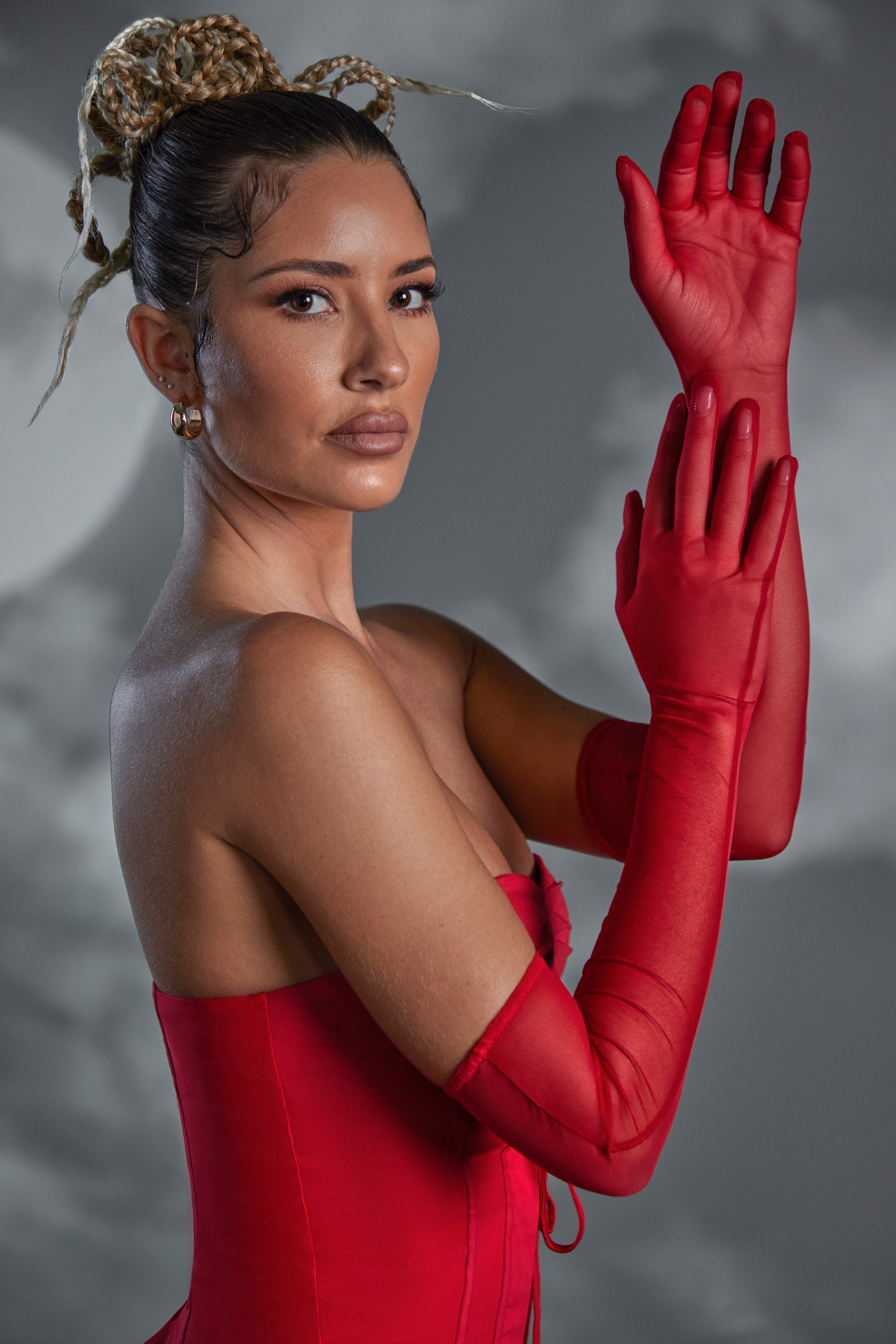 Delaney Opera Gloves in Red Oh Polly